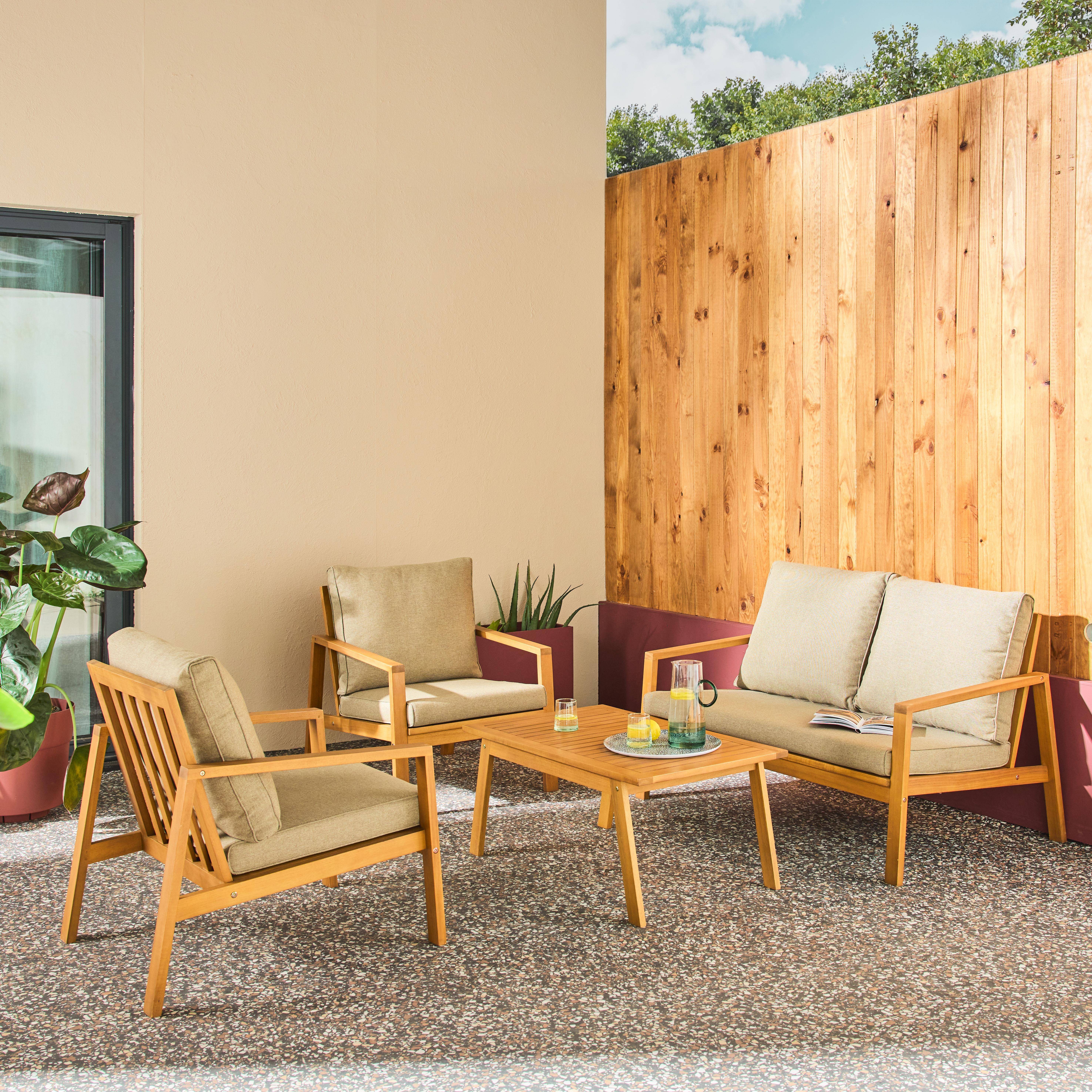 Tuinset met 4 zitplaatsen van acaciahout en olefine bruin - Kaelia,sweeek,Photo2