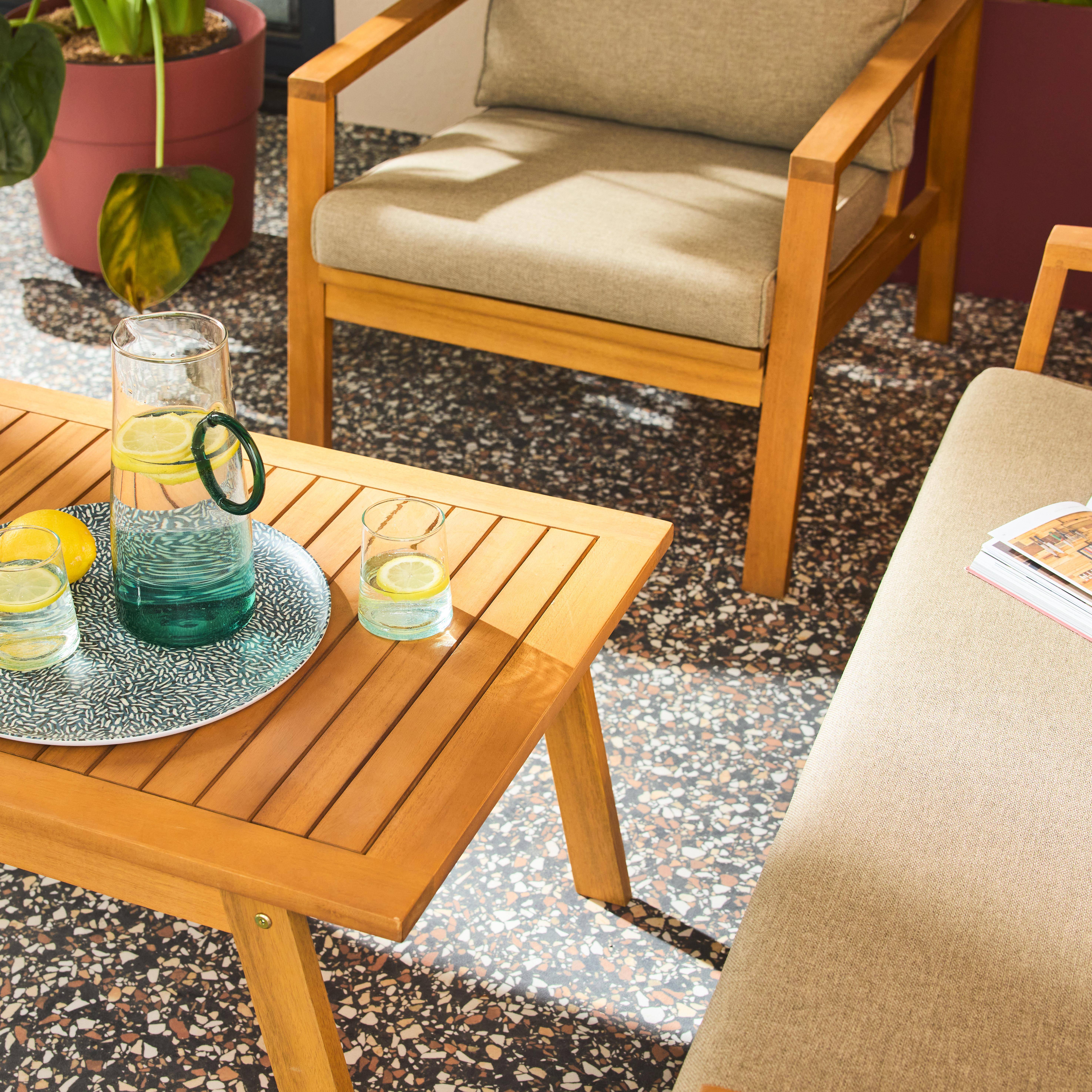 Tuinset met 4 zitplaatsen van acaciahout en olefine bruin - Kaelia,sweeek,Photo3