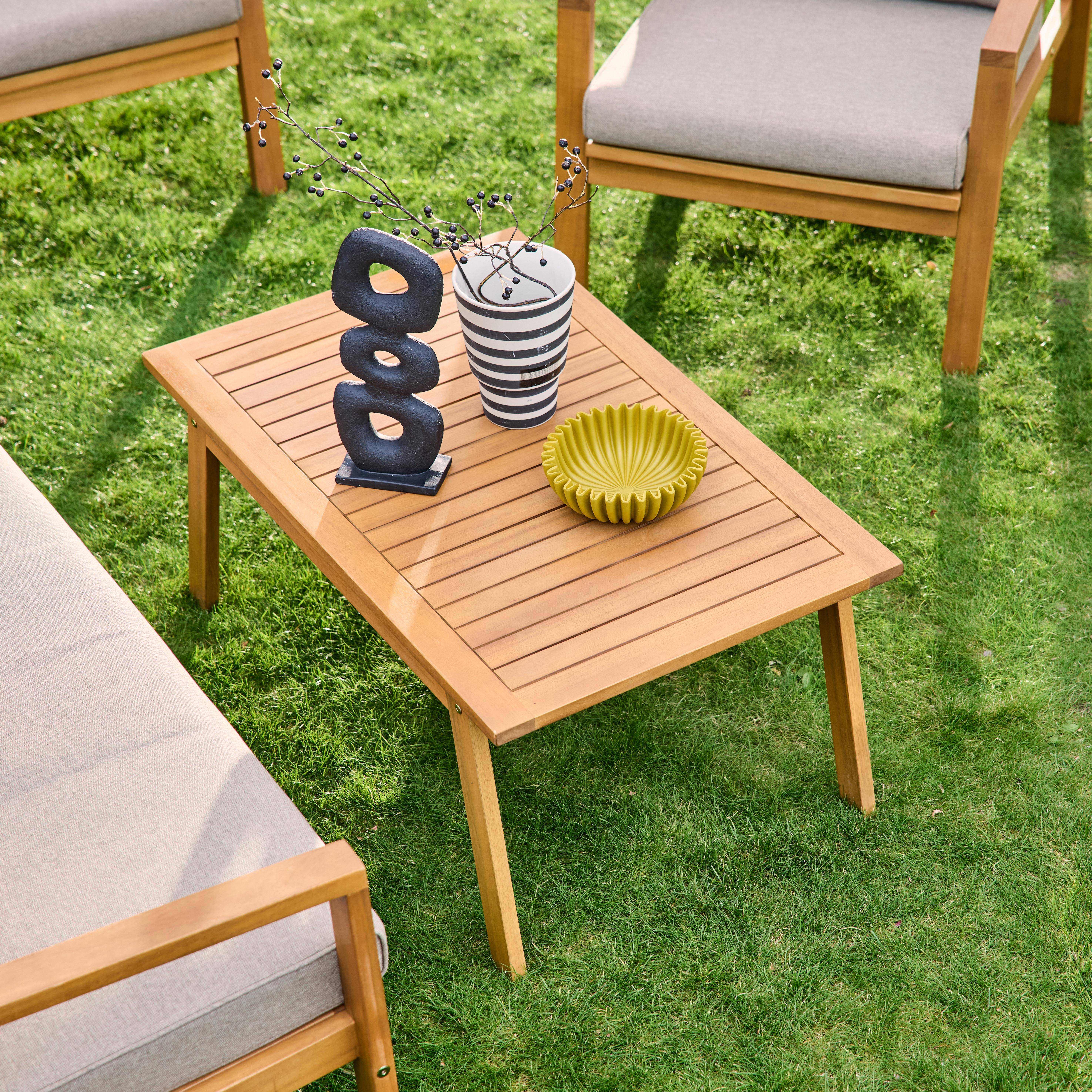 Salon de jardin bois d'acacia et oléfine 4 places marron - Kaelia Photo3