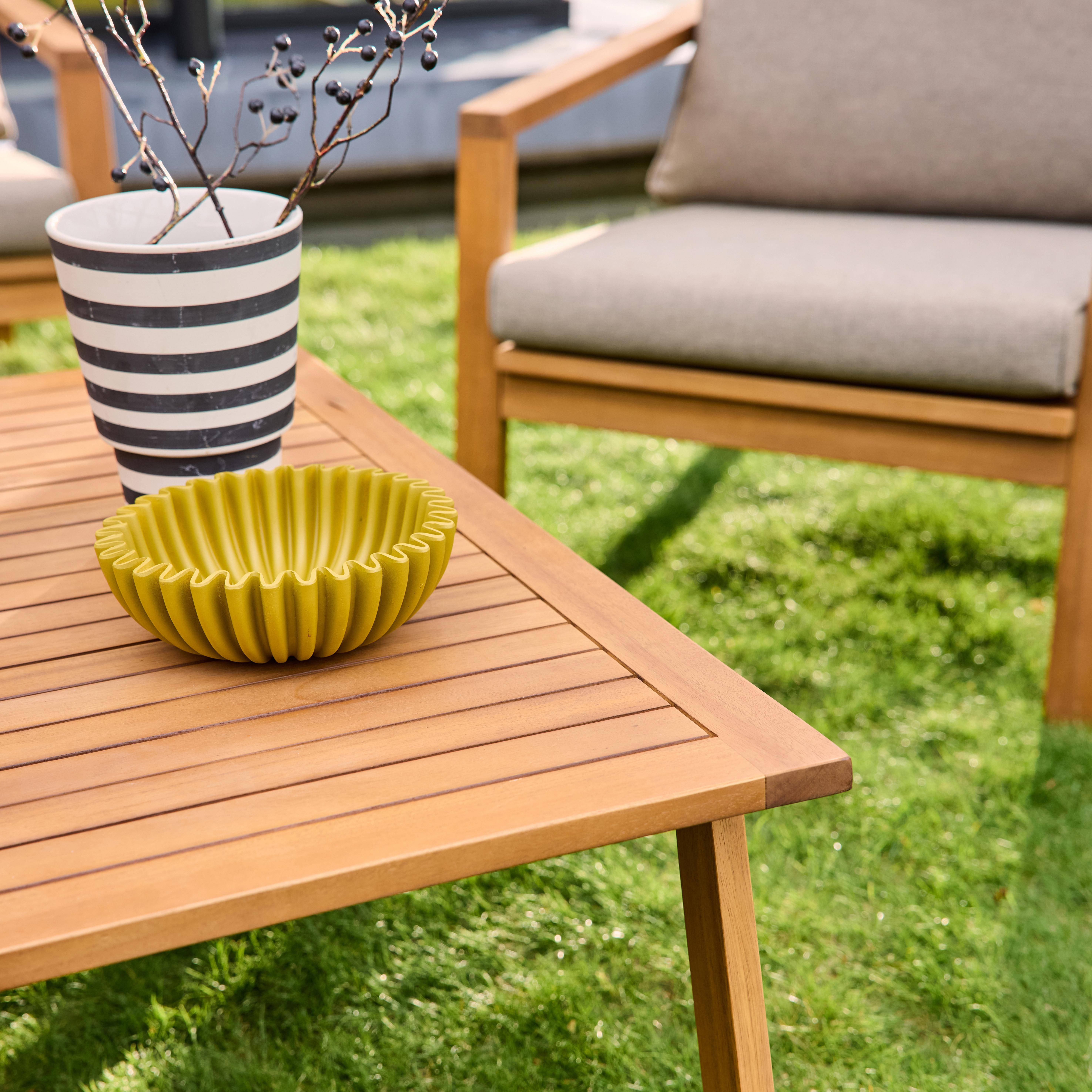 Salon de jardin bois d'acacia et oléfine 4 places marron - Kaelia Photo5