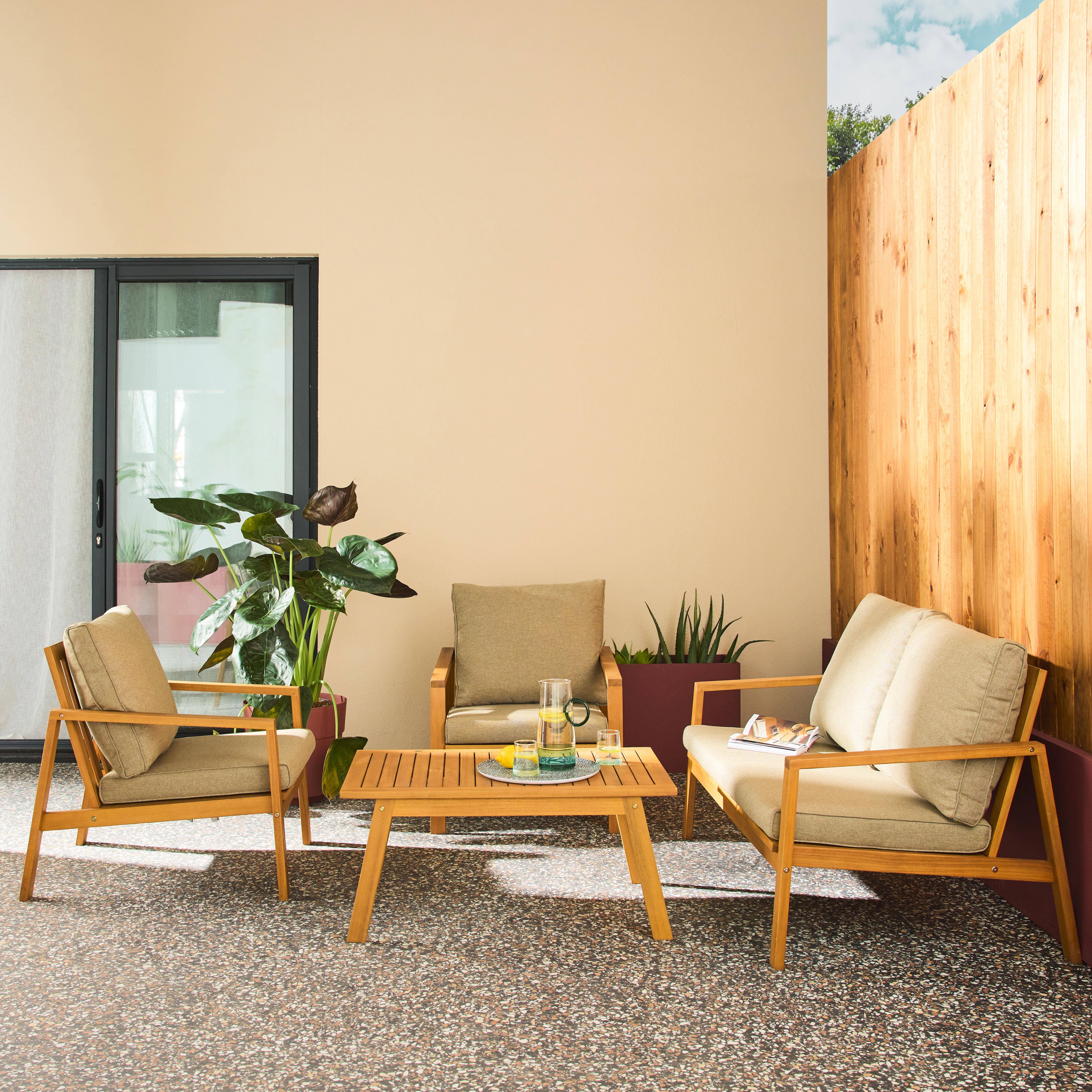 Tuinset met 4 zitplaatsen van acaciahout en olefine bruin - Kaelia,sweeek,Photo1