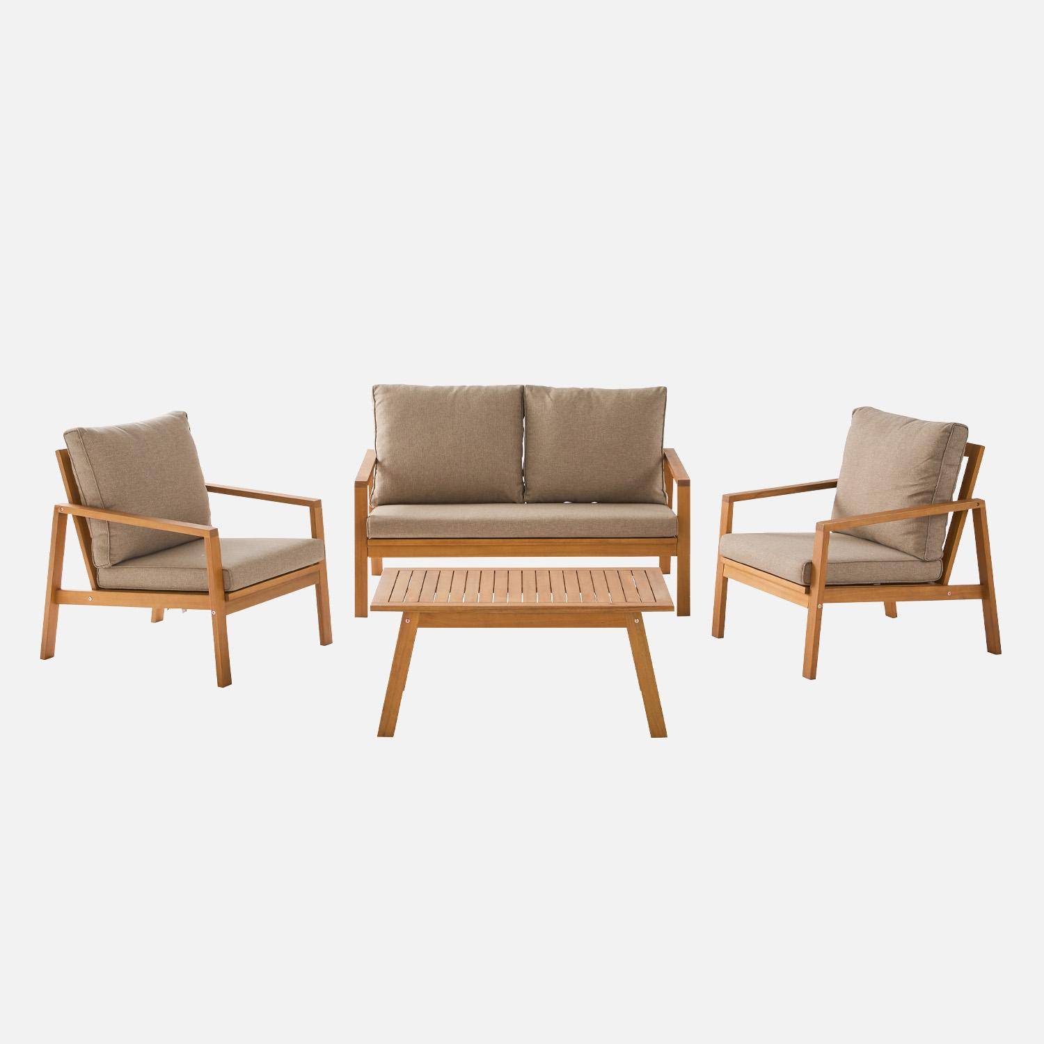 Salon de jardin bois d'acacia et oléfine 4 places marron - Kaelia Photo8