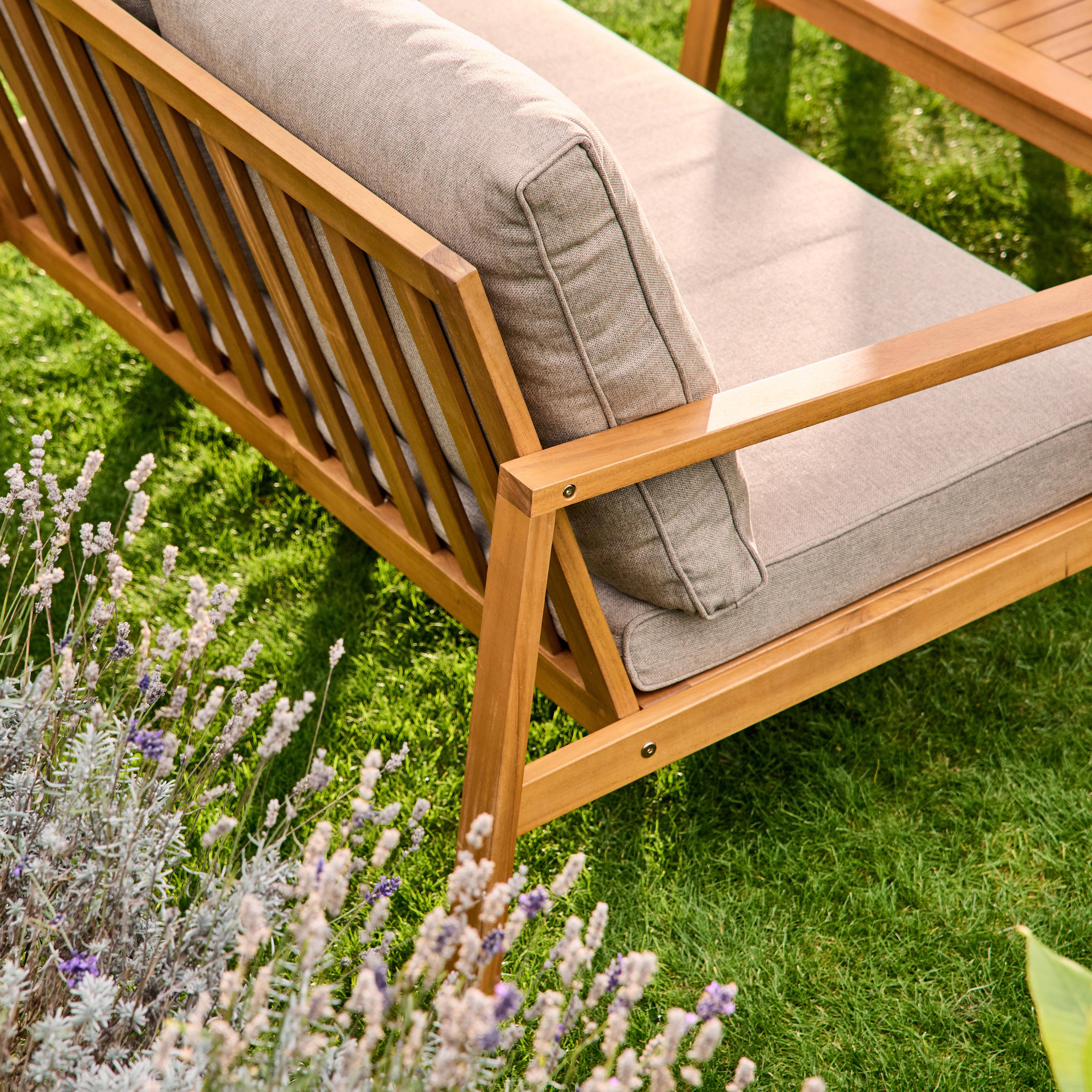 Salon de jardin bois d'acacia et oléfine 4 places marron - Kaelia,sweeek,Photo6