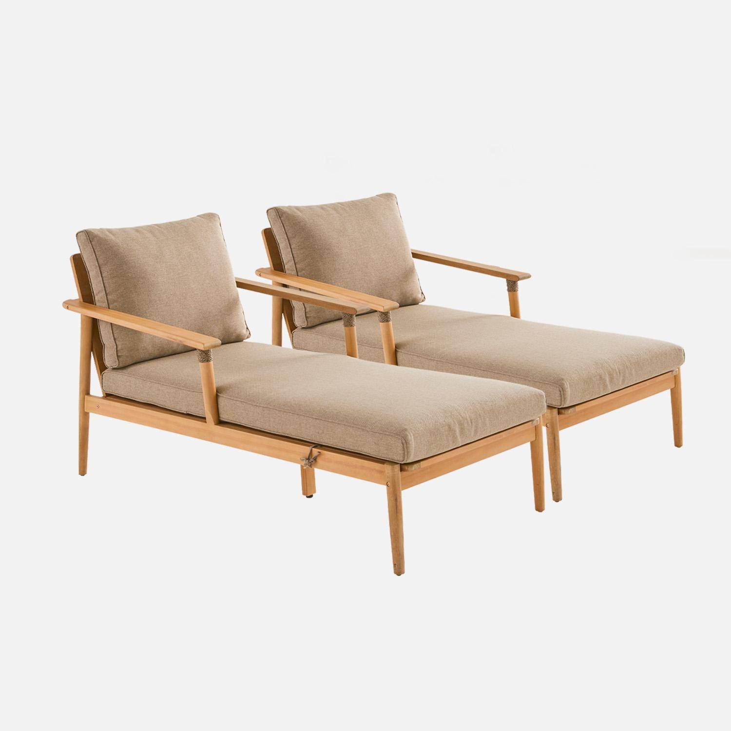 Lot de deux bains de soleil bois d'acacia et cordage marron - Cordelia,sweeek,Photo7