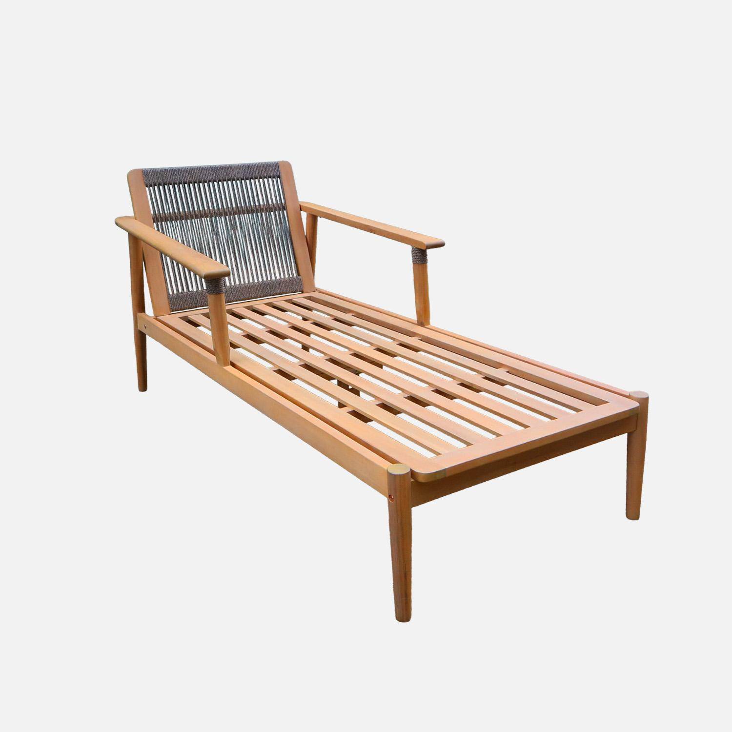 Zestaw dwóch leżaków z drewna akacjowego i brązowego sznurka - Cordelia,sweeek,Photo4