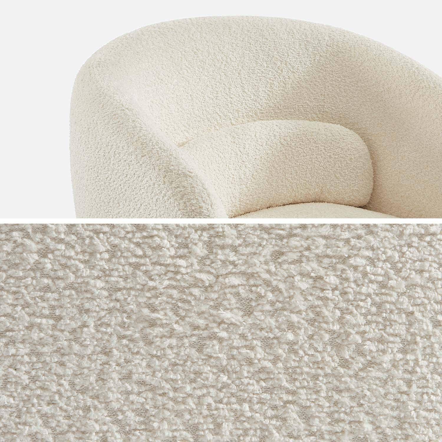 Fauteuil pivotant, rotatif 360° en tissu avec coussin crème - L 76 x P 76 x H 76,5cm - Elias Photo5