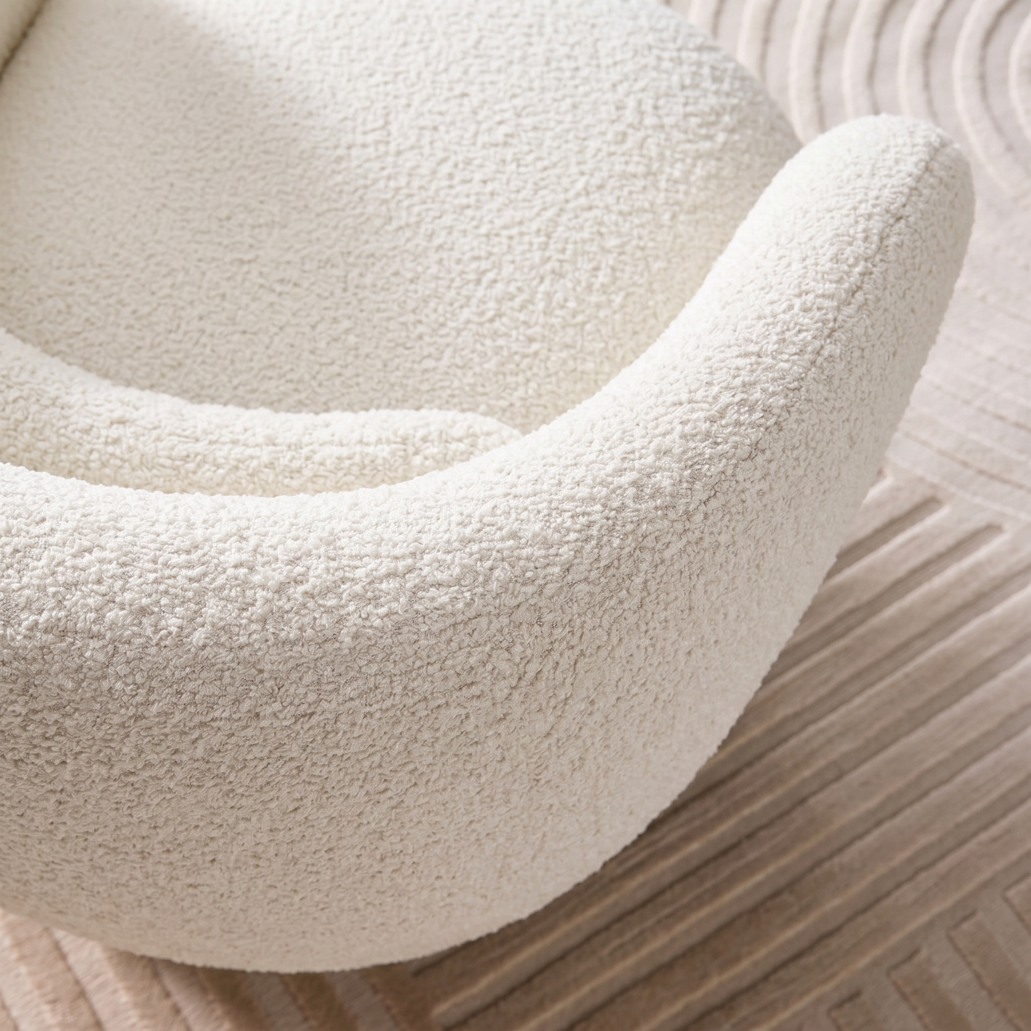 Sillón giratorio 360° en tela texturizada con cojín Crema - 76x76x76.5 cm Photo7