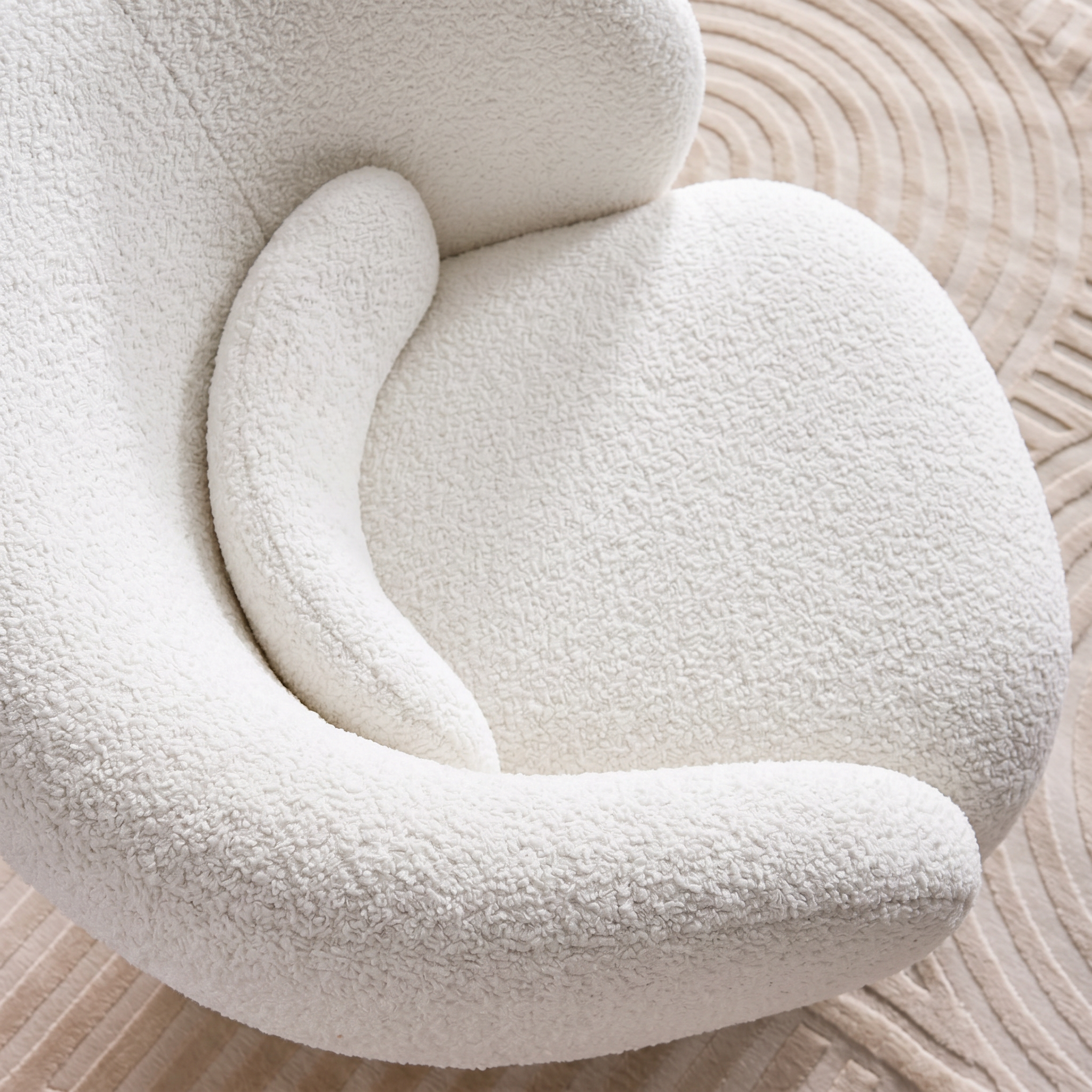 Sillón giratorio 360° en tela texturizada con cojín Crema - 76x76x76.5 cm Photo8