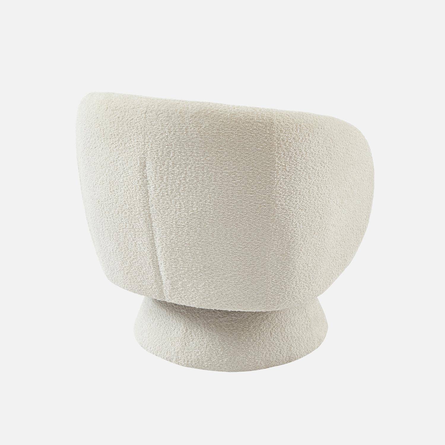 Fauteuil pivotant, rotatif 360° en tissu avec coussin crème - L 76 x P 76 x H 76,5cm - Elias Photo4