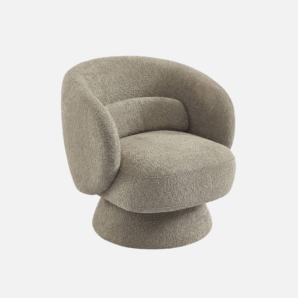 Fauteuil pivotant 360° tissu avec coussin beige