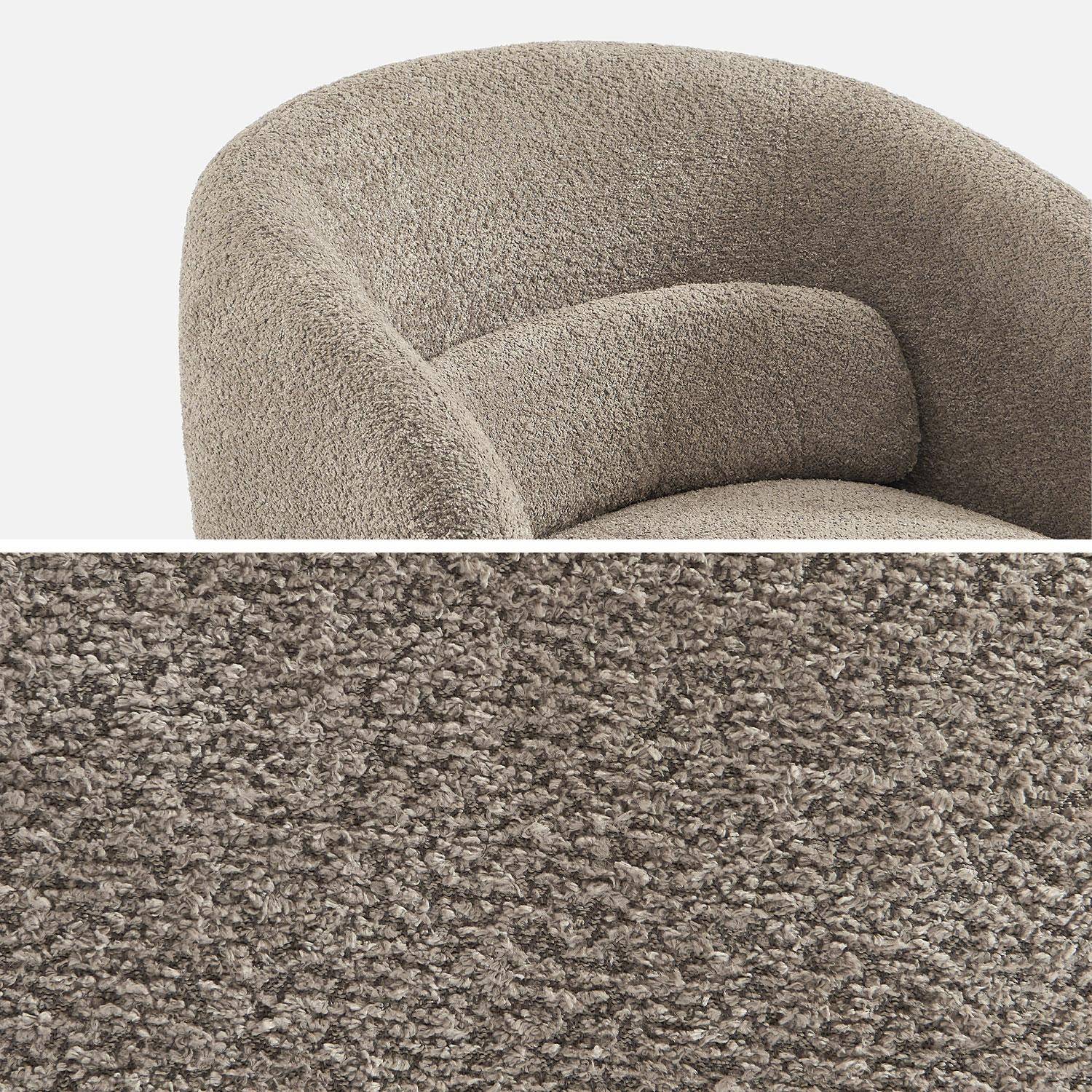 Fauteuil pivotant, rotatif 360° en tissu avec coussin beige - L 76 x P 76 x H 76,5cm - Elias Photo5