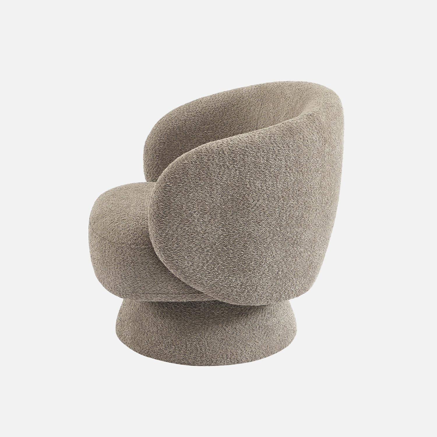 Fauteuil pivotant, rotatif 360° en tissu avec coussin beige - L 76 x P 76 x H 76,5cm - Elias Photo3