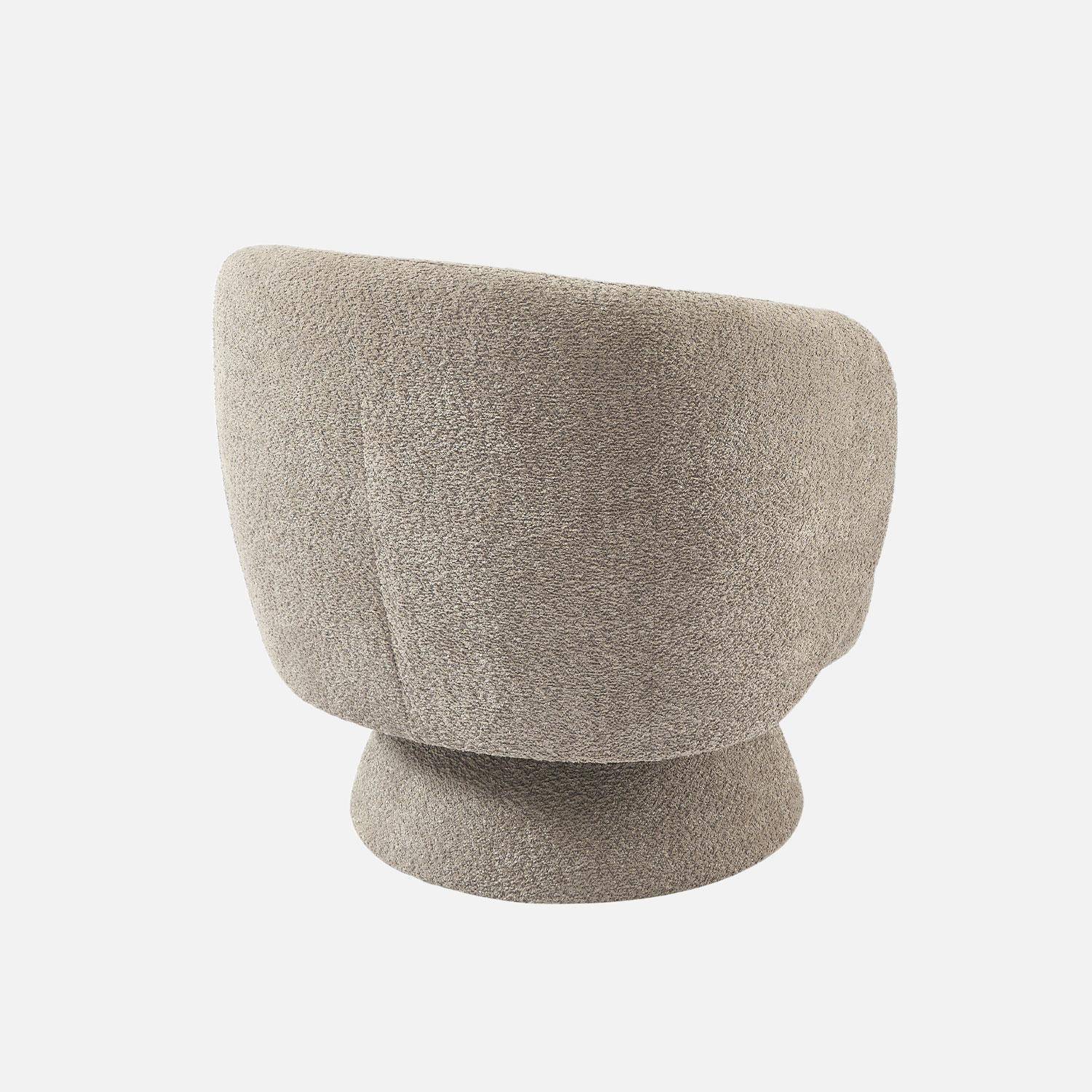 Fauteuil pivotant, rotatif 360° en tissu avec coussin beige - L 76 x P 76 x H 76,5cm - Elias Photo4