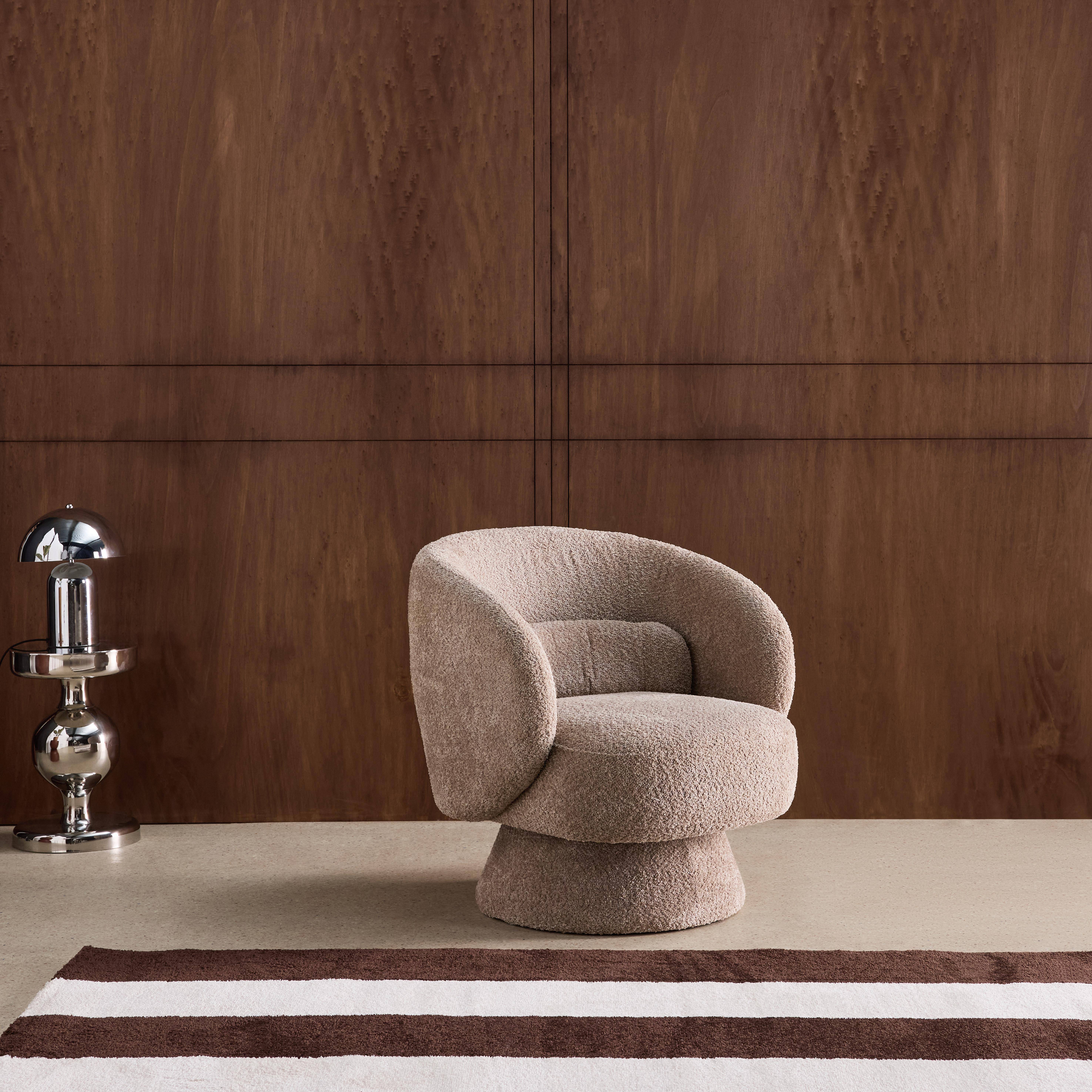 Sillón giratorio 360° en tela texturizada con cojín Beige - 76x76x76.5 cm,sweeek,Photo1