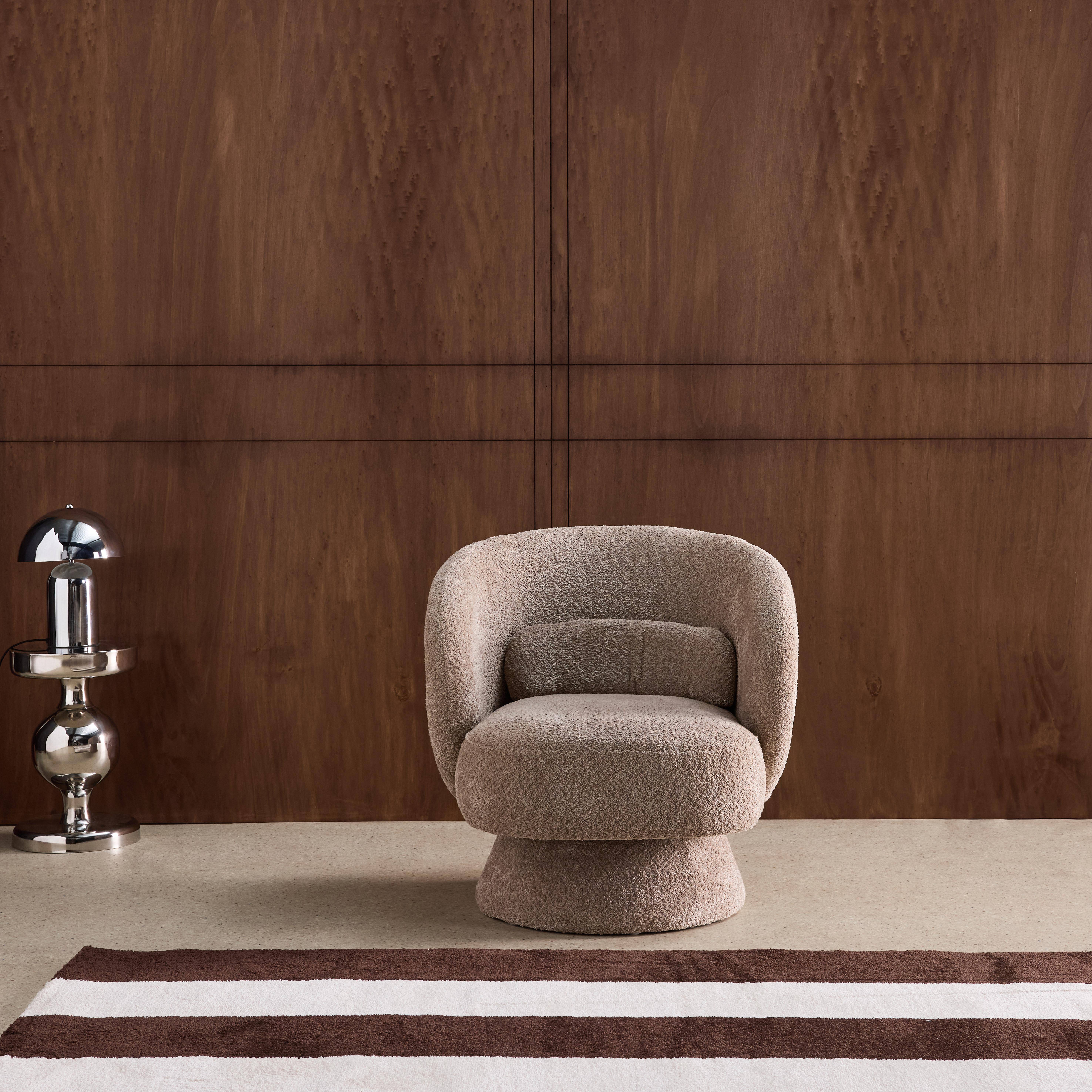 Sillón giratorio 360° en tela texturizada con cojín Beige - 76x76x76.5 cm Photo2