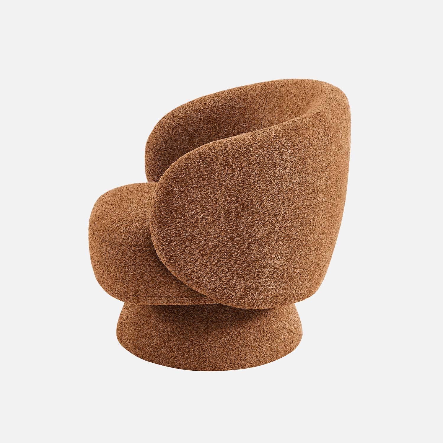 Fauteuil pivotant, rotatif 360° en tissu avec coussin terracotta - L 76 x P 76 x H 76,5cm - Elias,sweeek,Photo3