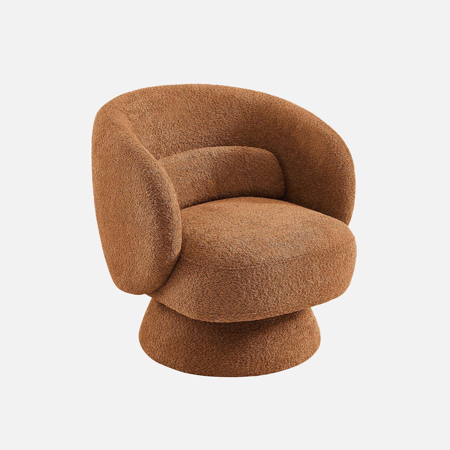 Sillón giratorio 360° en tela texturizada con cojín Terracotta - 76x76x76.5 cm,sweeek,Photo9