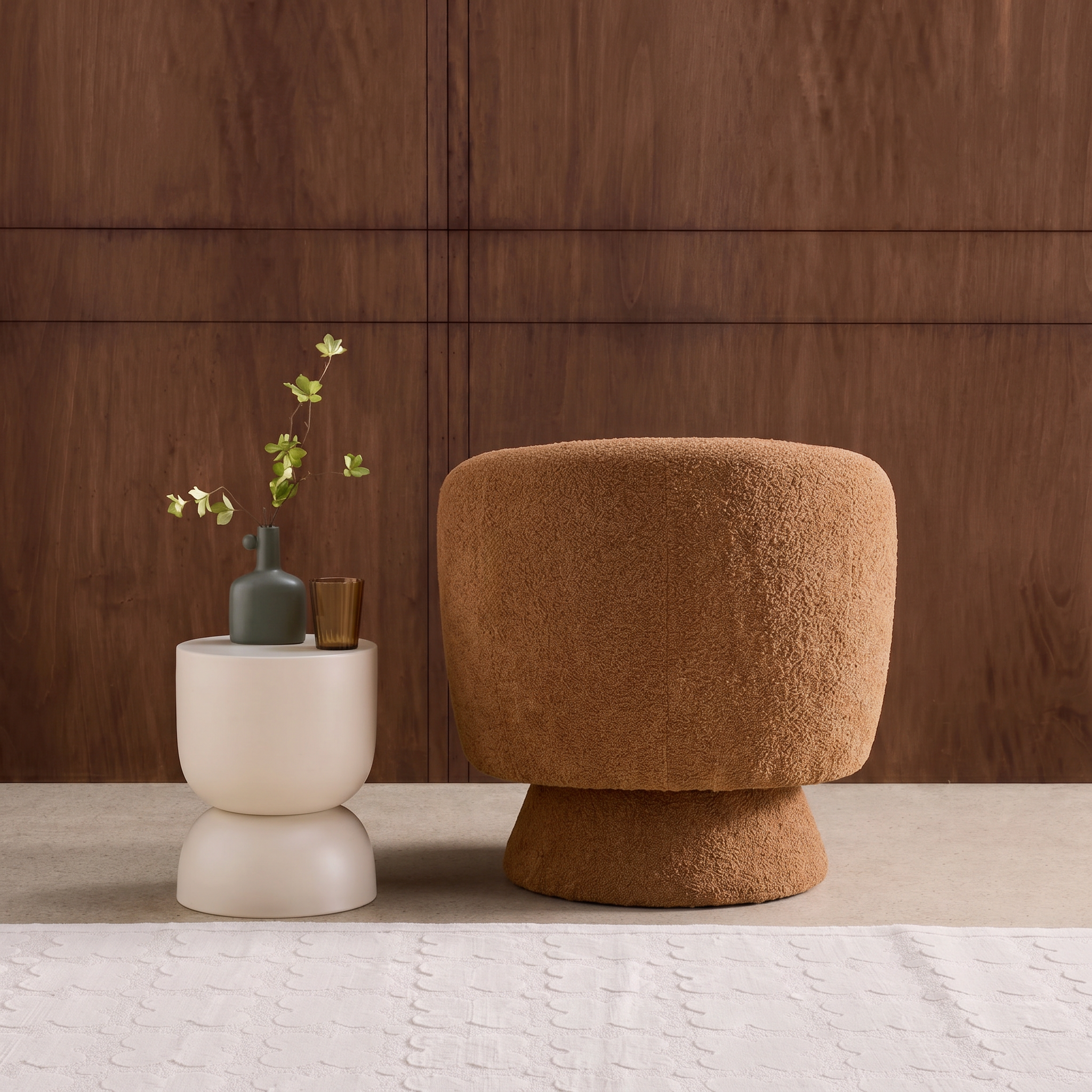 Sillón giratorio 360° en tela texturizada con cojín Terracotta - 76x76x76.5 cm Photo4