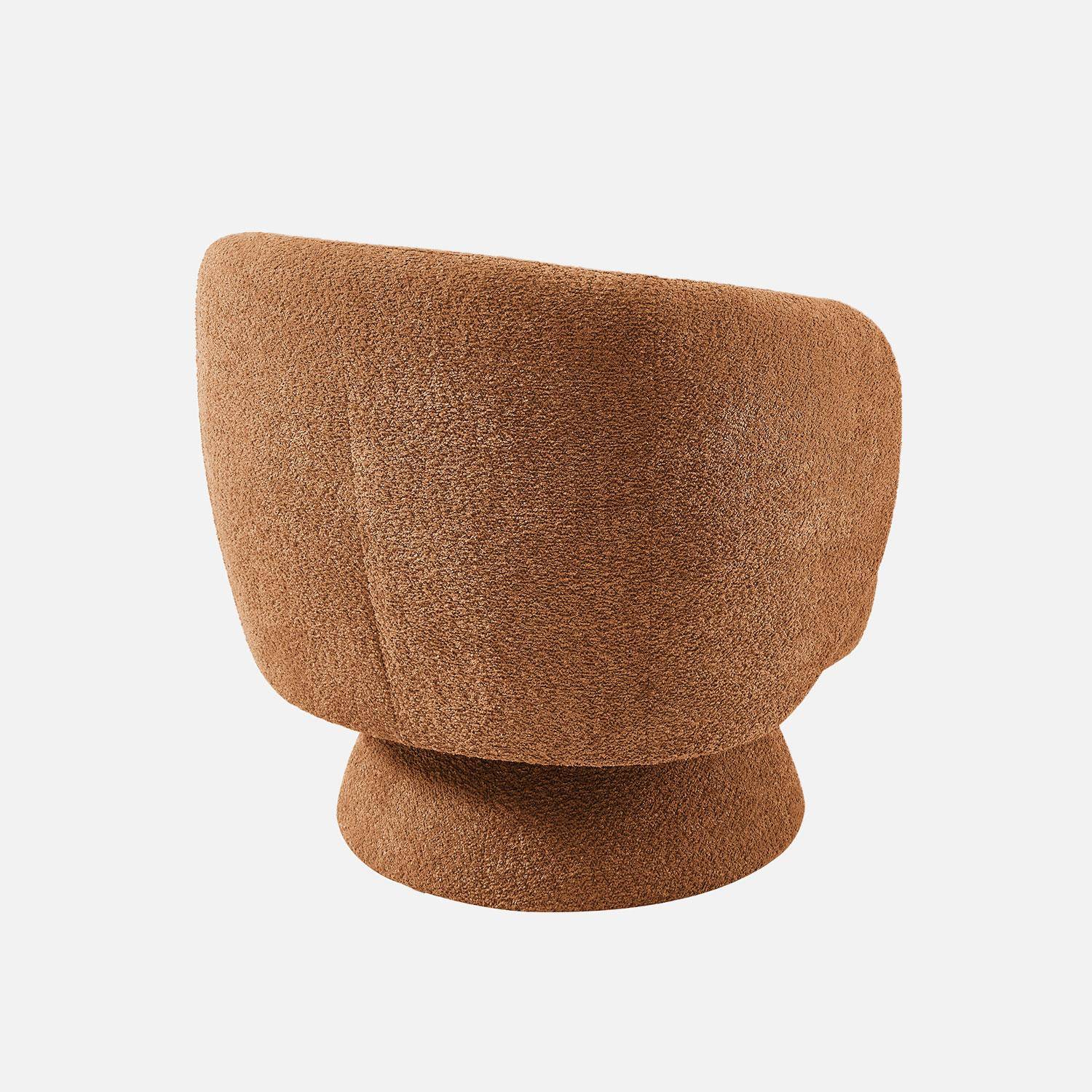 Fauteuil pivotant, rotatif 360° en tissu avec coussin terracotta - L 76 x P 76 x H 76,5cm - Elias,sweeek,Photo4