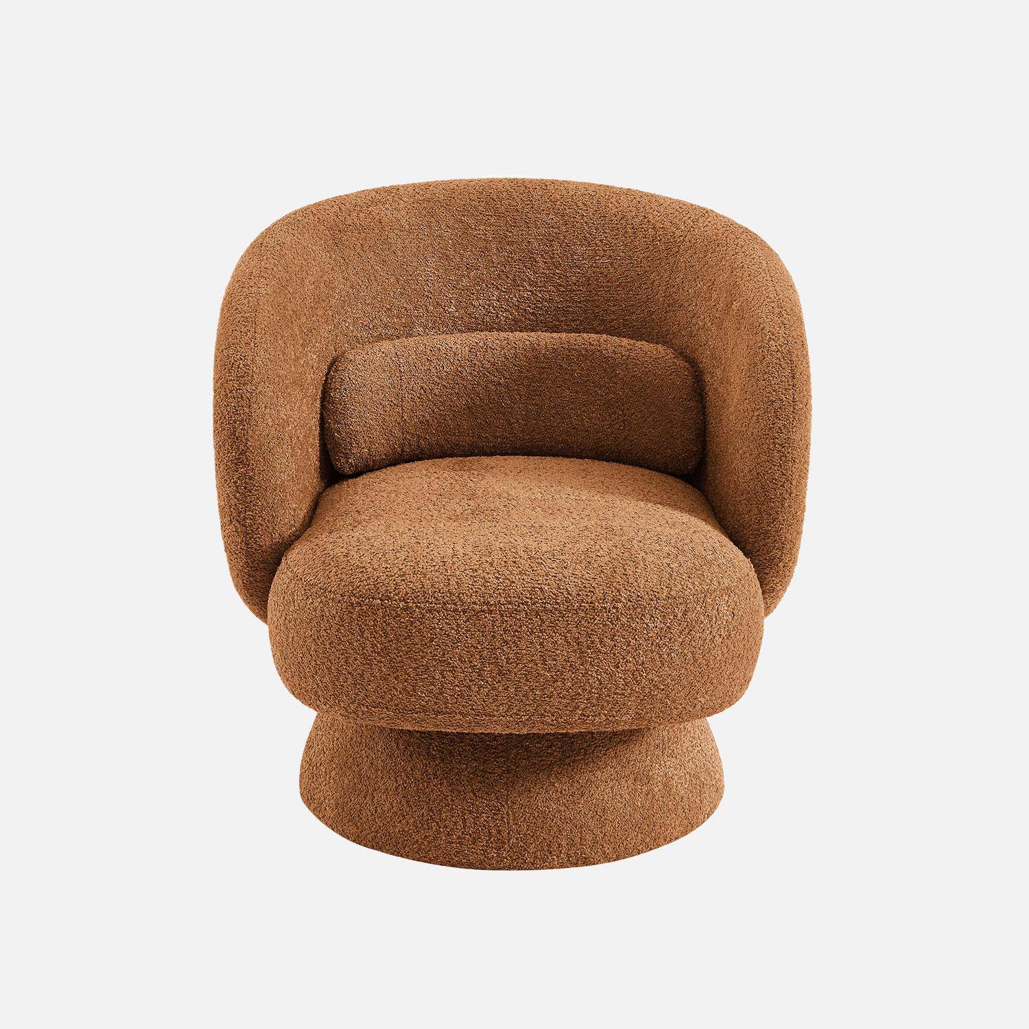 Fauteuil pivotant, rotatif 360° en tissu avec coussin terracotta - L 76 x P 76 x H 76,5cm - Elias,sweeek,Photo2