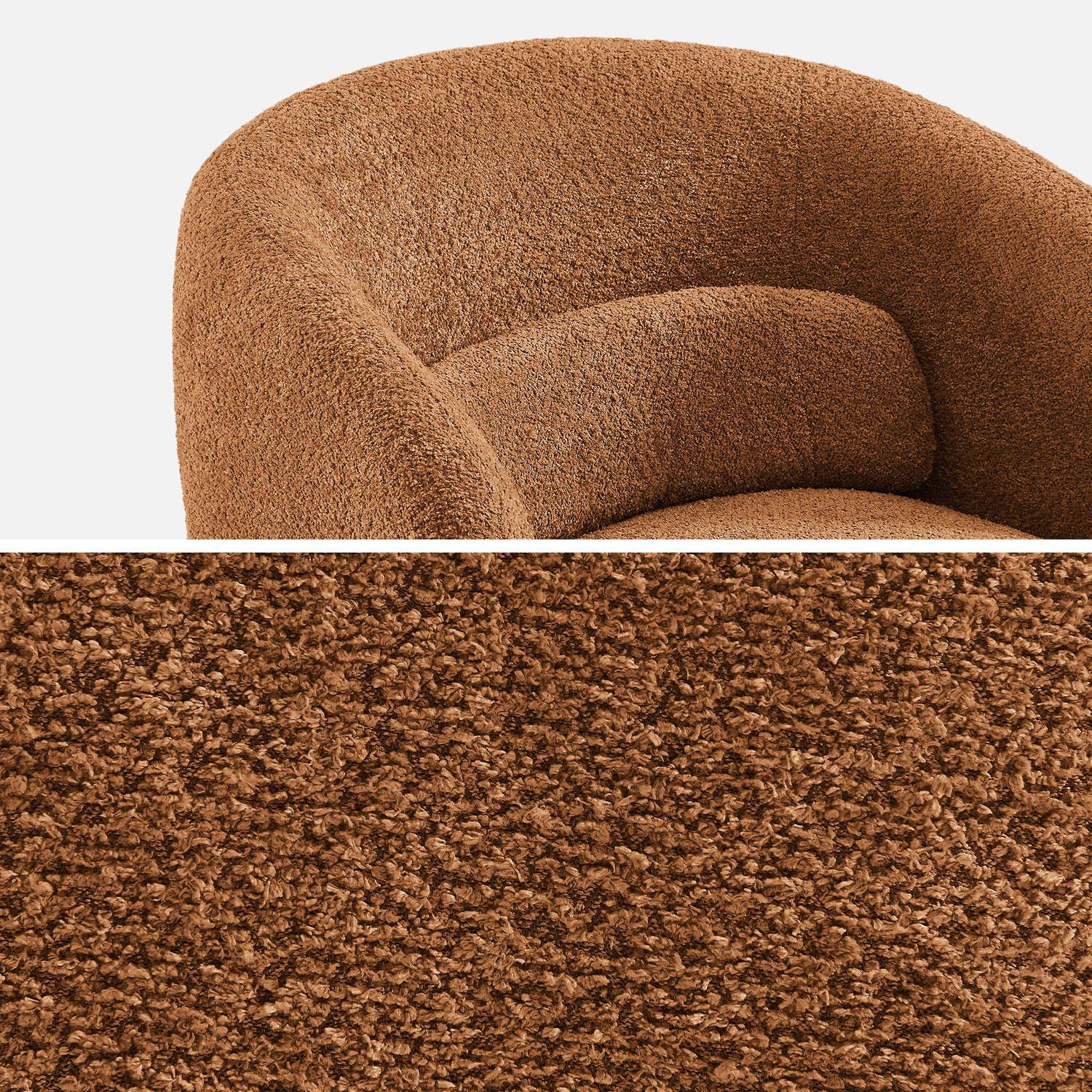 Fauteuil pivotant, rotatif 360° en tissu avec coussin terracotta - L 76 x P 76 x H 76,5cm - Elias,sweeek,Photo5