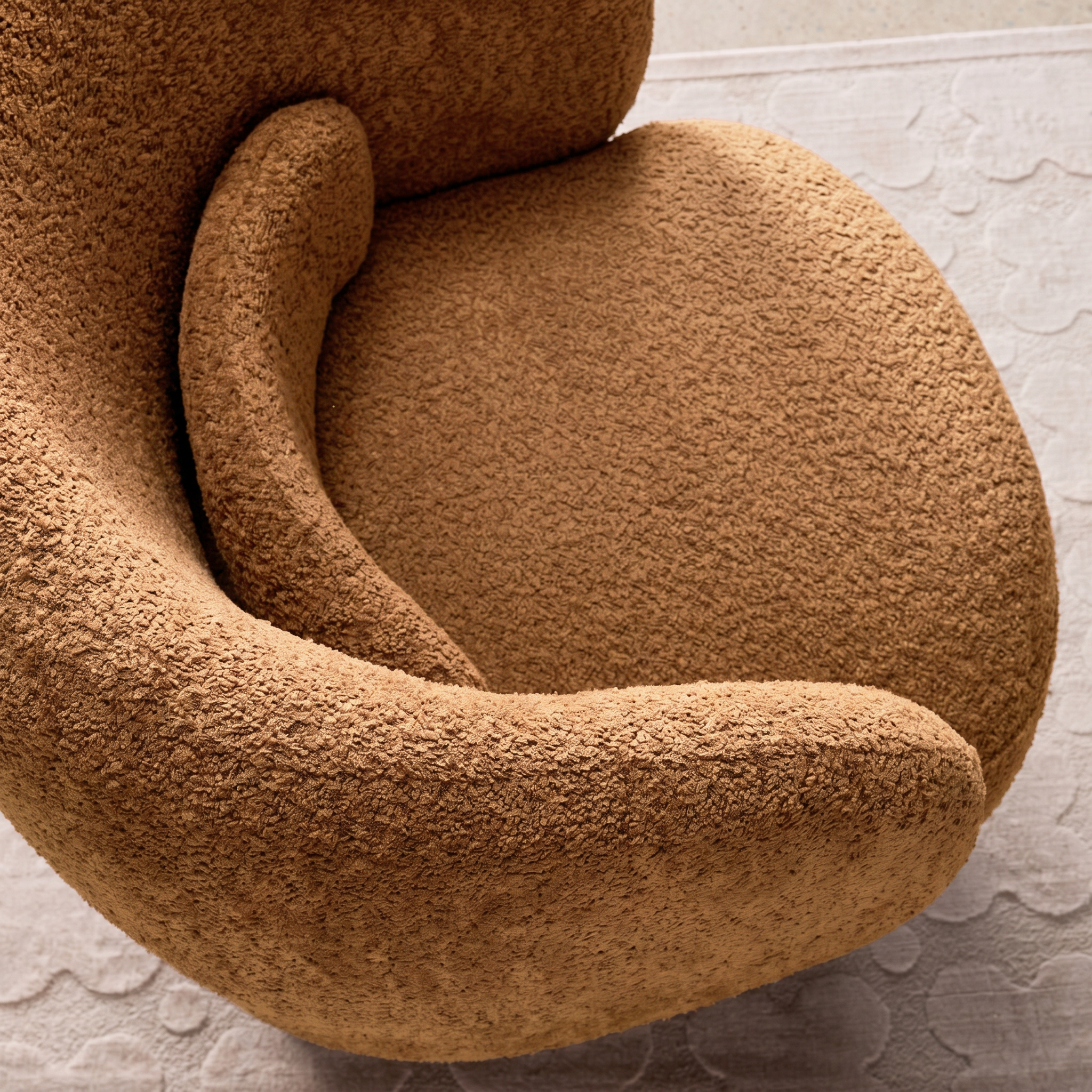 Sillón giratorio 360° en tela texturizada con cojín Terracotta - 76x76x76.5 cm,sweeek,Photo8