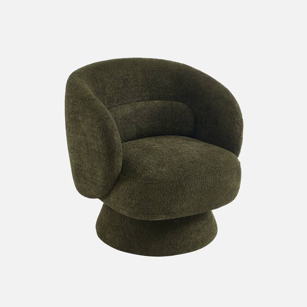 Fauteuil pivotant 360° tissu avec coussin kaki