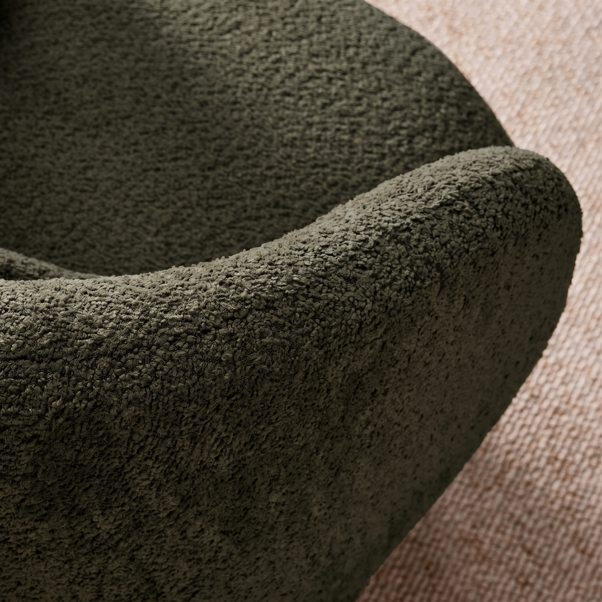 Sillón giratorio 360° en tela texturizada con cojín Verde kaki - 76x76x76.5 cm Photo8
