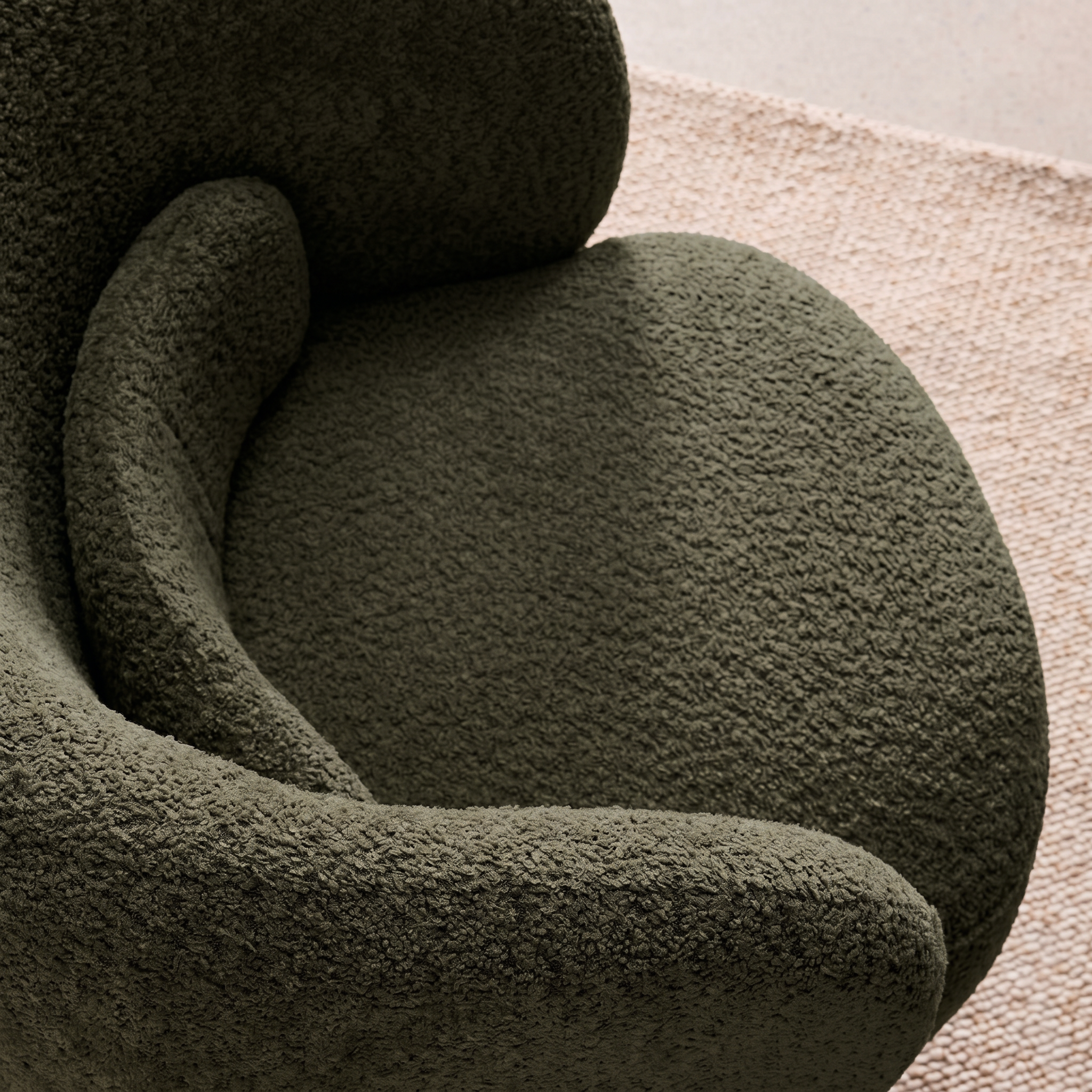 Sillón giratorio 360° en tela texturizada con cojín Verde kaki - 76x76x76.5 cm,sweeek,Photo7