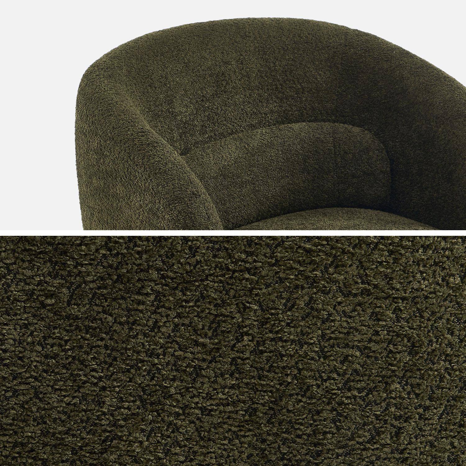 Fauteuil pivotant, rotatif 360° en tissu avec coussin kaki - L 76 x P 76 x H 76,5cm - Elias,sweeek,Photo5