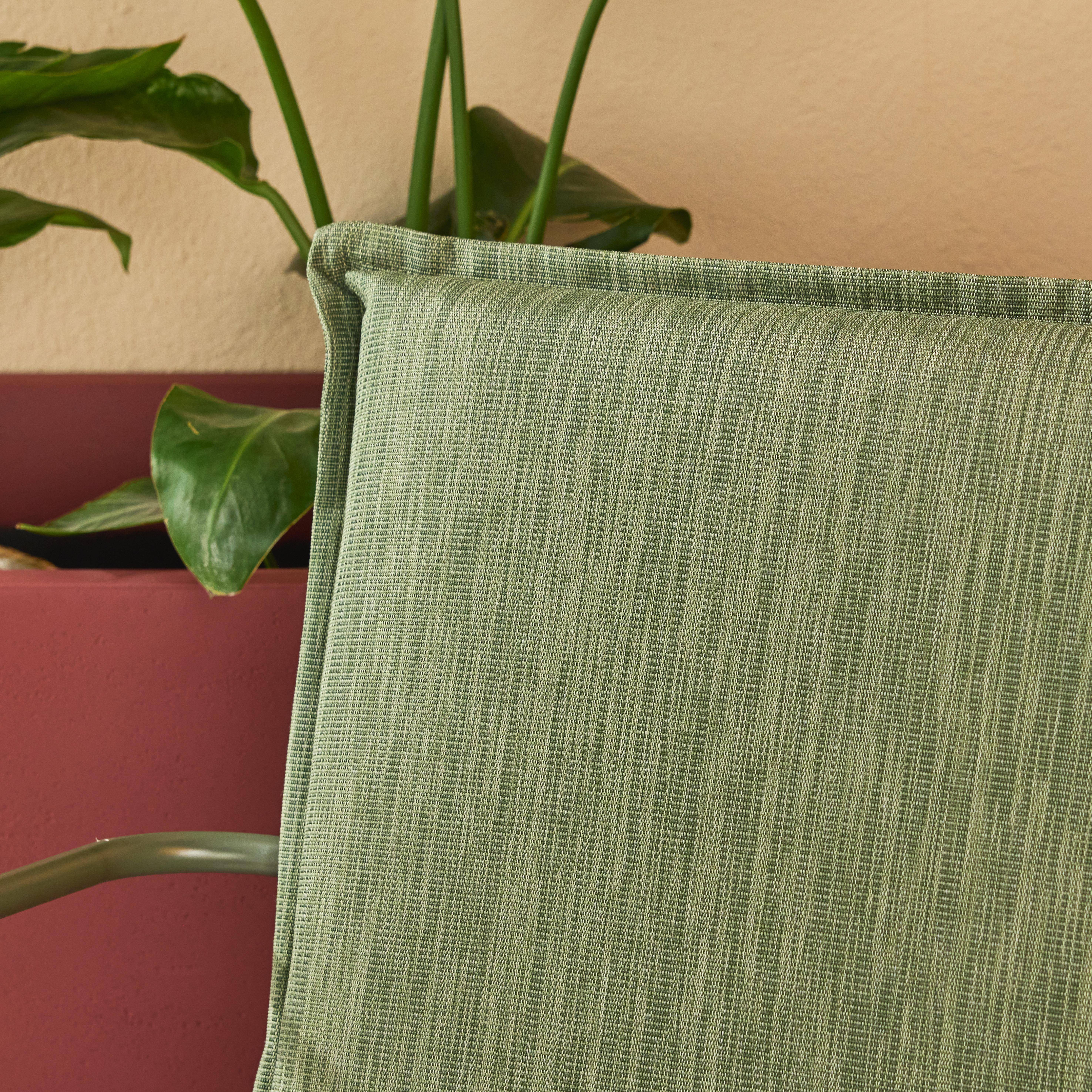 Gartenmöbel-Set aus Stahl, Glas und Textilene für 4 Personen, khaki - Forza Photo5