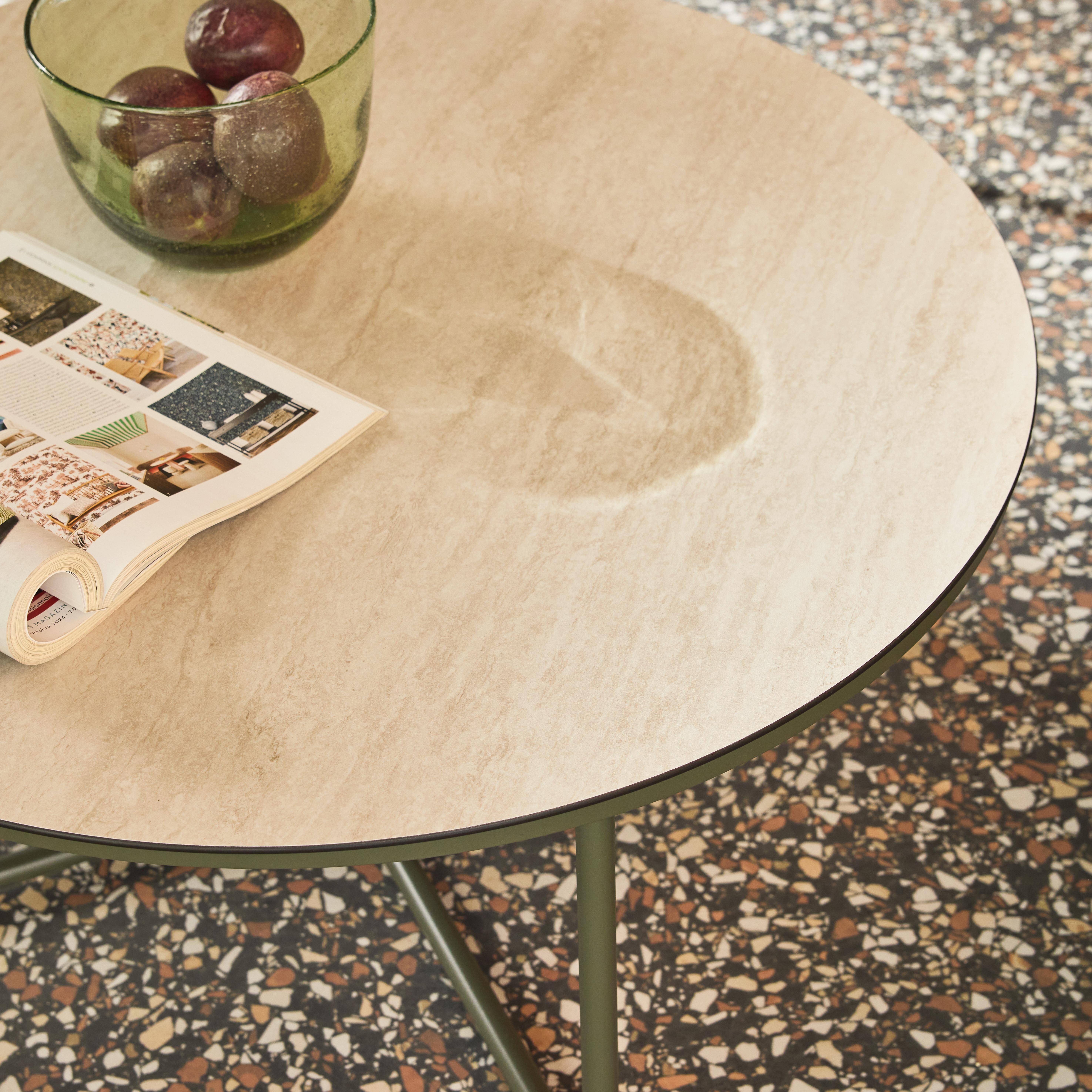 Gartenmöbel-Set aus Stahl, Glas und Textilene für 4 Personen, khaki - Forza Photo4