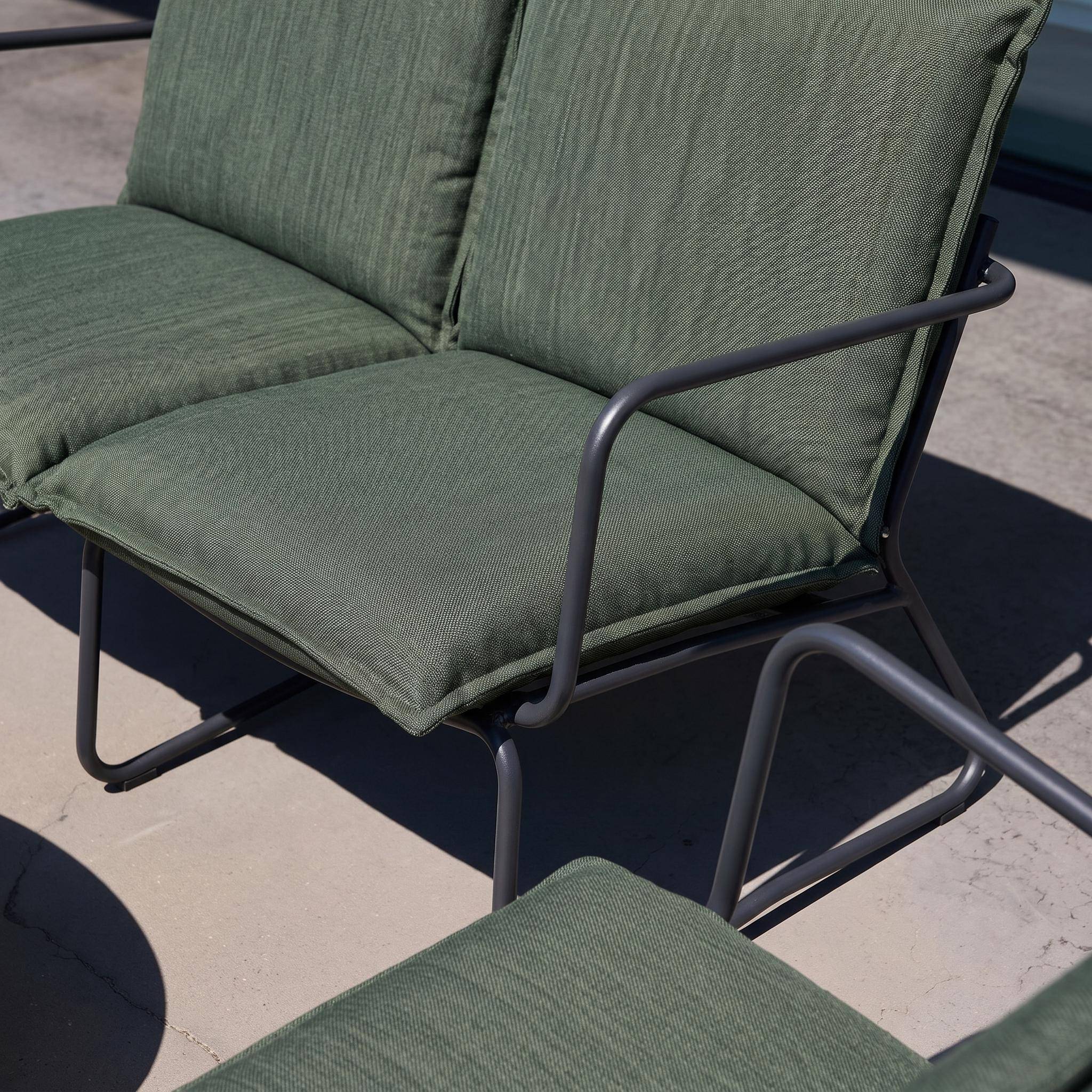 Loungeset voor buiten 4 personen van staal, glas en textileen kaki - Forza Photo4