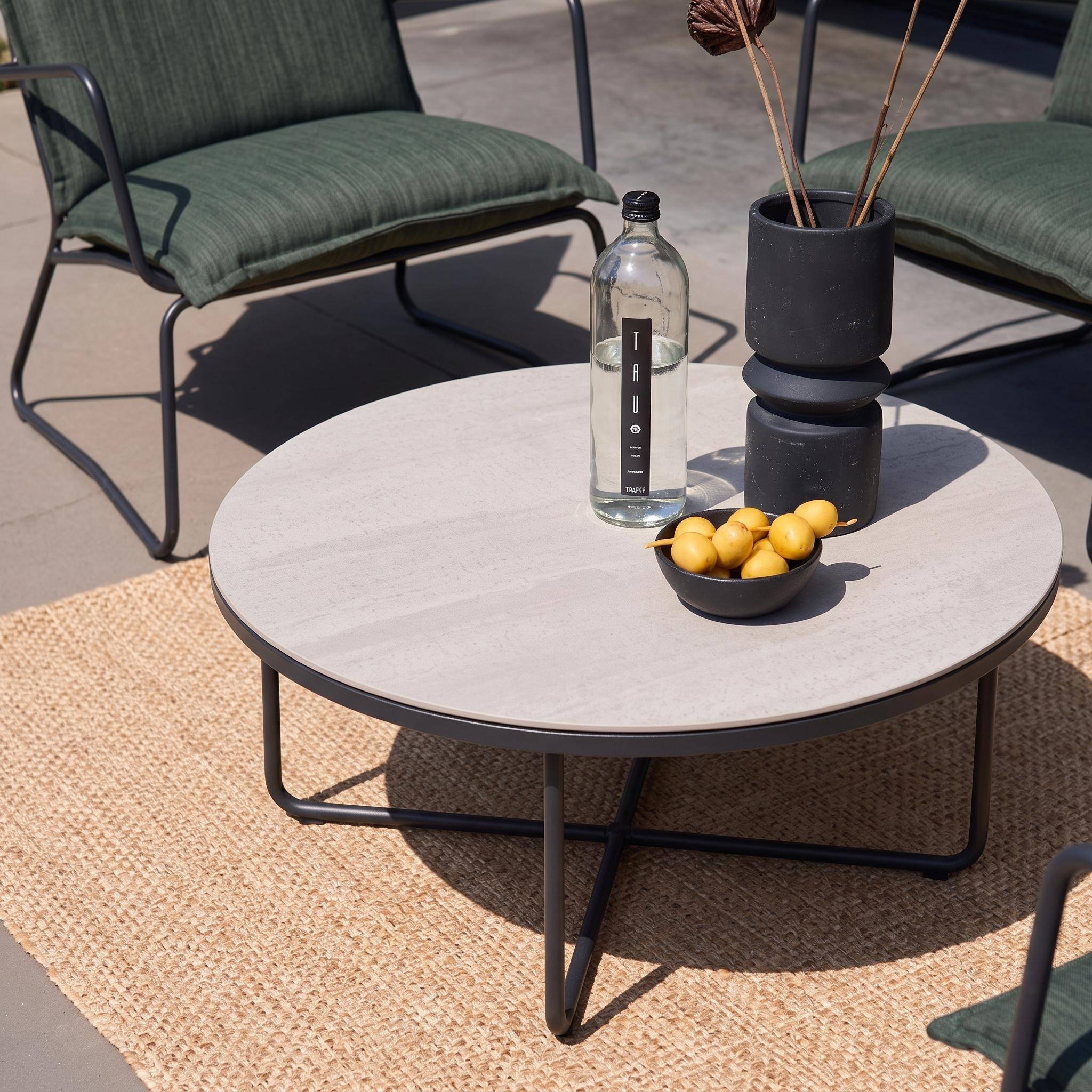 Loungeset voor buiten 4 personen van staal, glas en textileen kaki - Forza,sweeek,Photo3