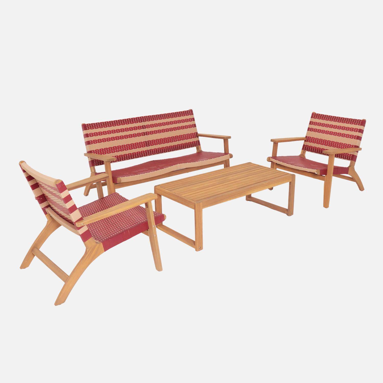 Salon de jardin bois d'acacia et résine 4 places terracotta - Goa Photo6