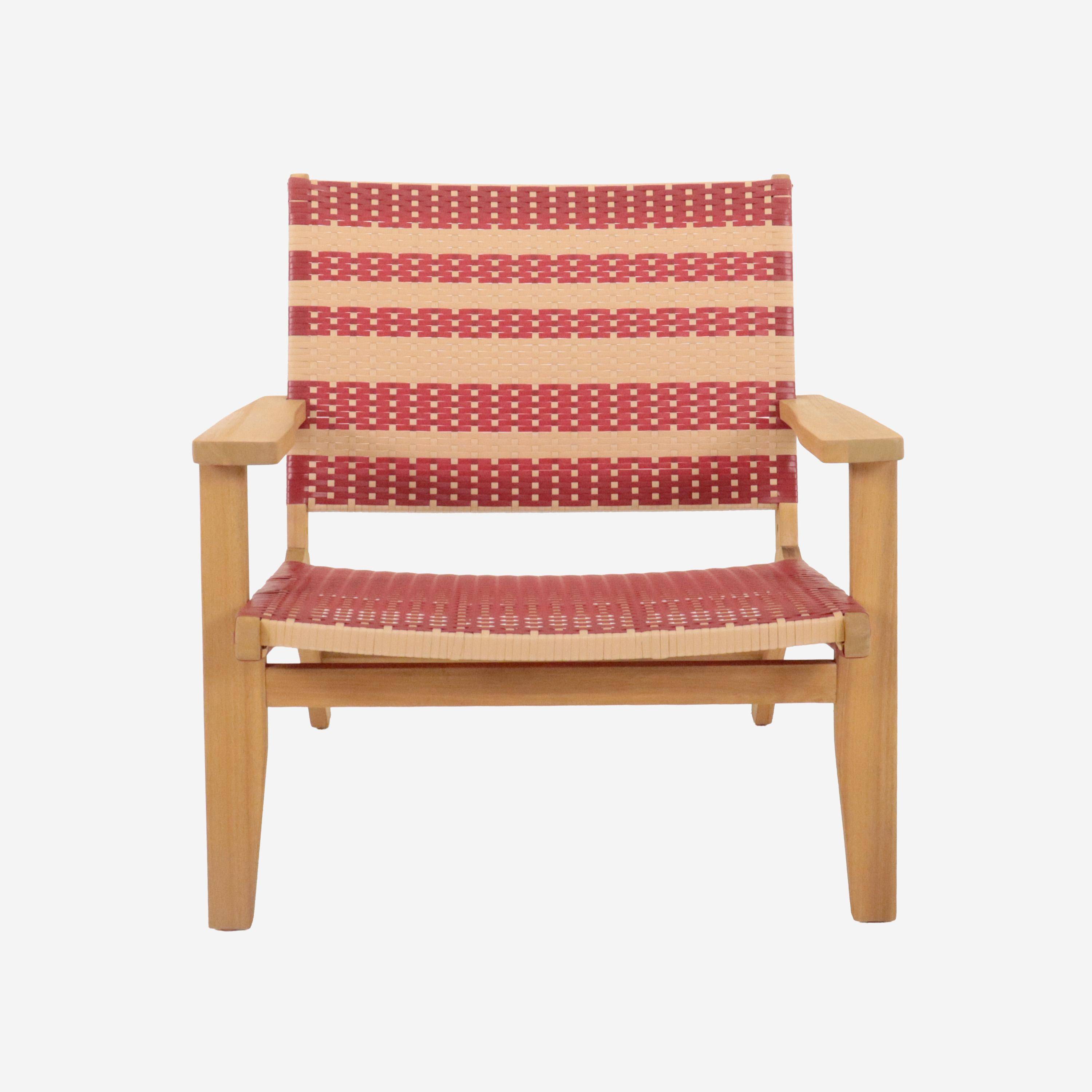 Fauteuil de jardin bois d'acacia et résine terracotta  - Goa Photo2