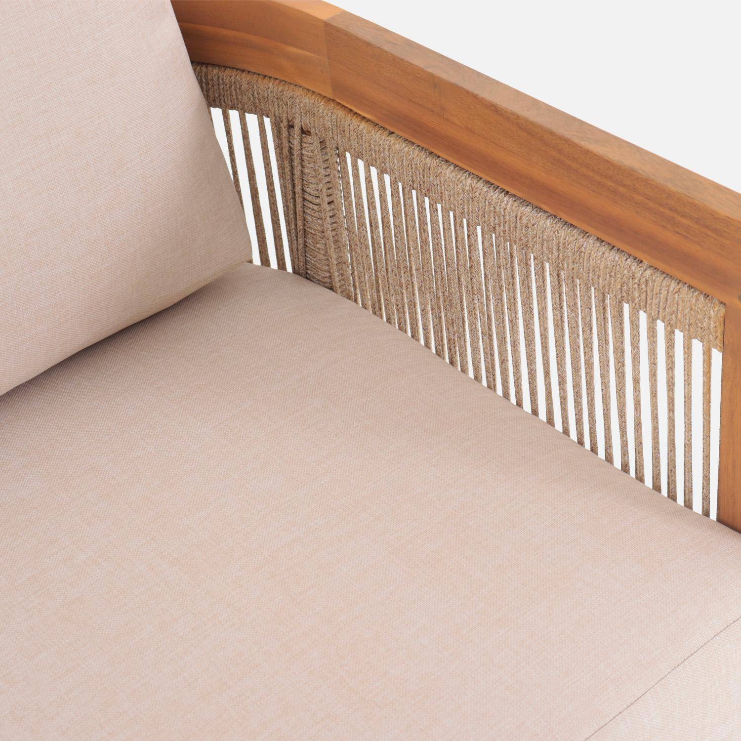 Zestaw ogrodowy z drewna akacjowego i sznurków na 4 osoby, beżowy - Maui,sweeek,Photo4