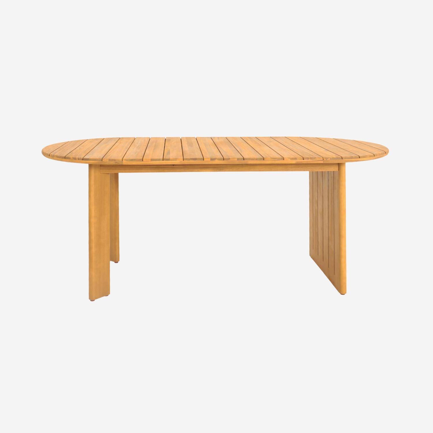 Table de jardin ovale bois d'acacia 6 places 200cm naturel - Bosca Photo2