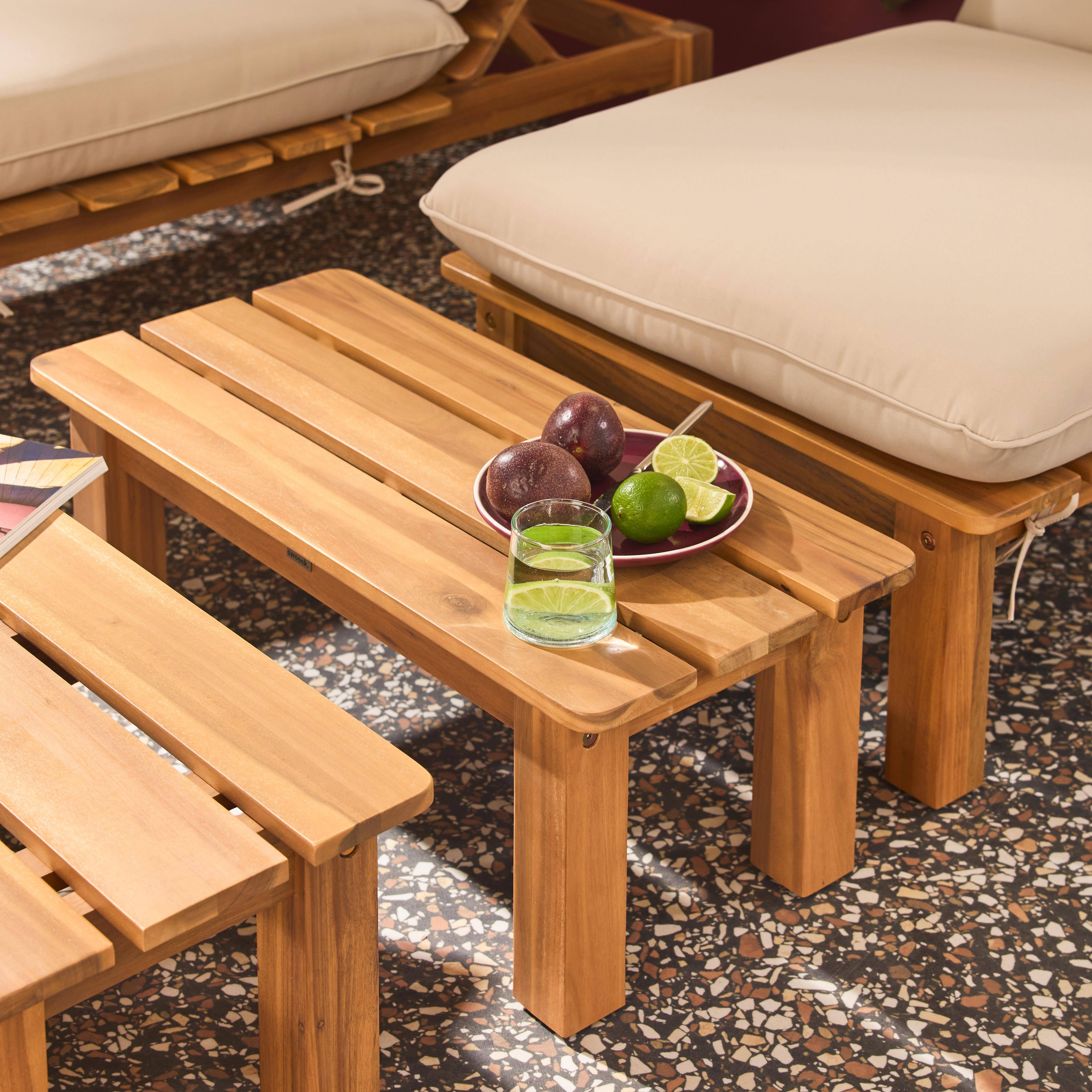 Modułowy zestaw ogrodowy z naturalnego drewna akacjowego, regulowane oparcie, 2-osobowy – Mae Photo4