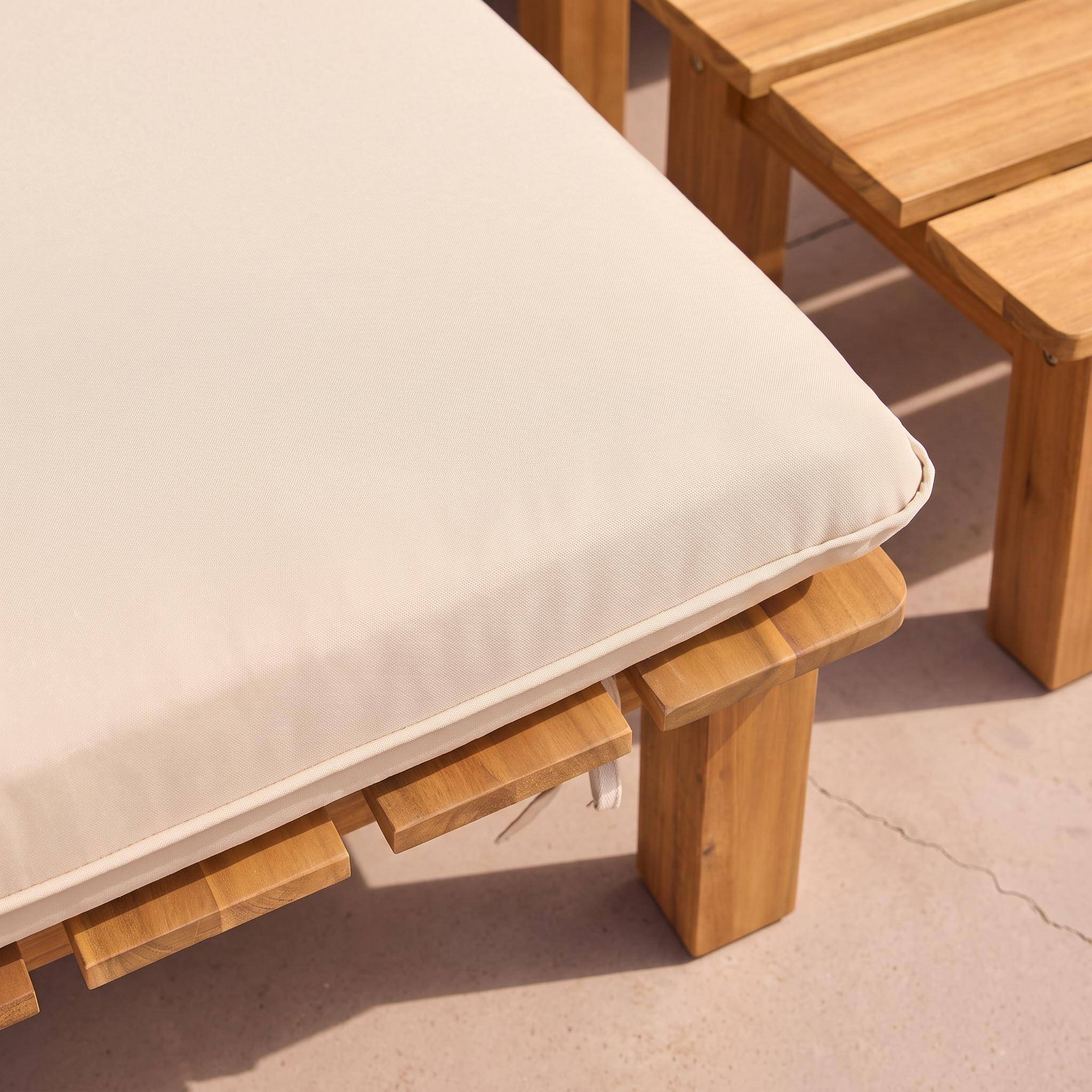 Conjunto de  tumbonas modular de madera de acacia multiposición con mesas, set de 2  Natural - 65x70x27 cm Photo5