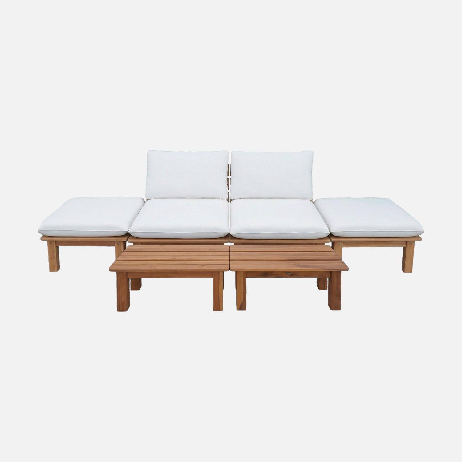 Modułowy zestaw ogrodowy z naturalnego drewna akacjowego, regulowane oparcie, 2-osobowy – Mae Photo9