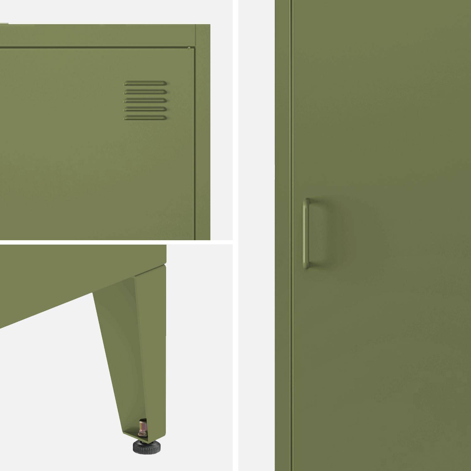 Schrank aus Stahl für das Schlafzimmer, khaki, 4 Ablagefächer, L 38 x P 38 x H 180 cm - Soho,sweeek,Photo5