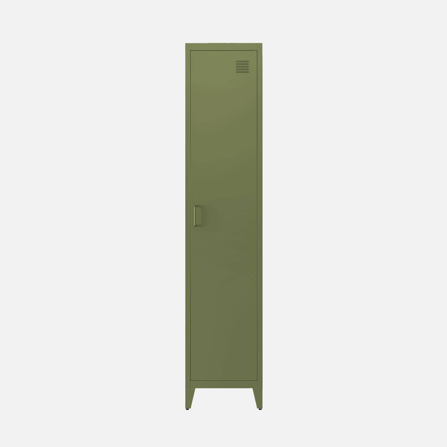 Schrank aus Stahl für das Schlafzimmer, khaki, 4 Ablagefächer, L 38 x P 38 x H 180 cm - Soho,sweeek,Photo3