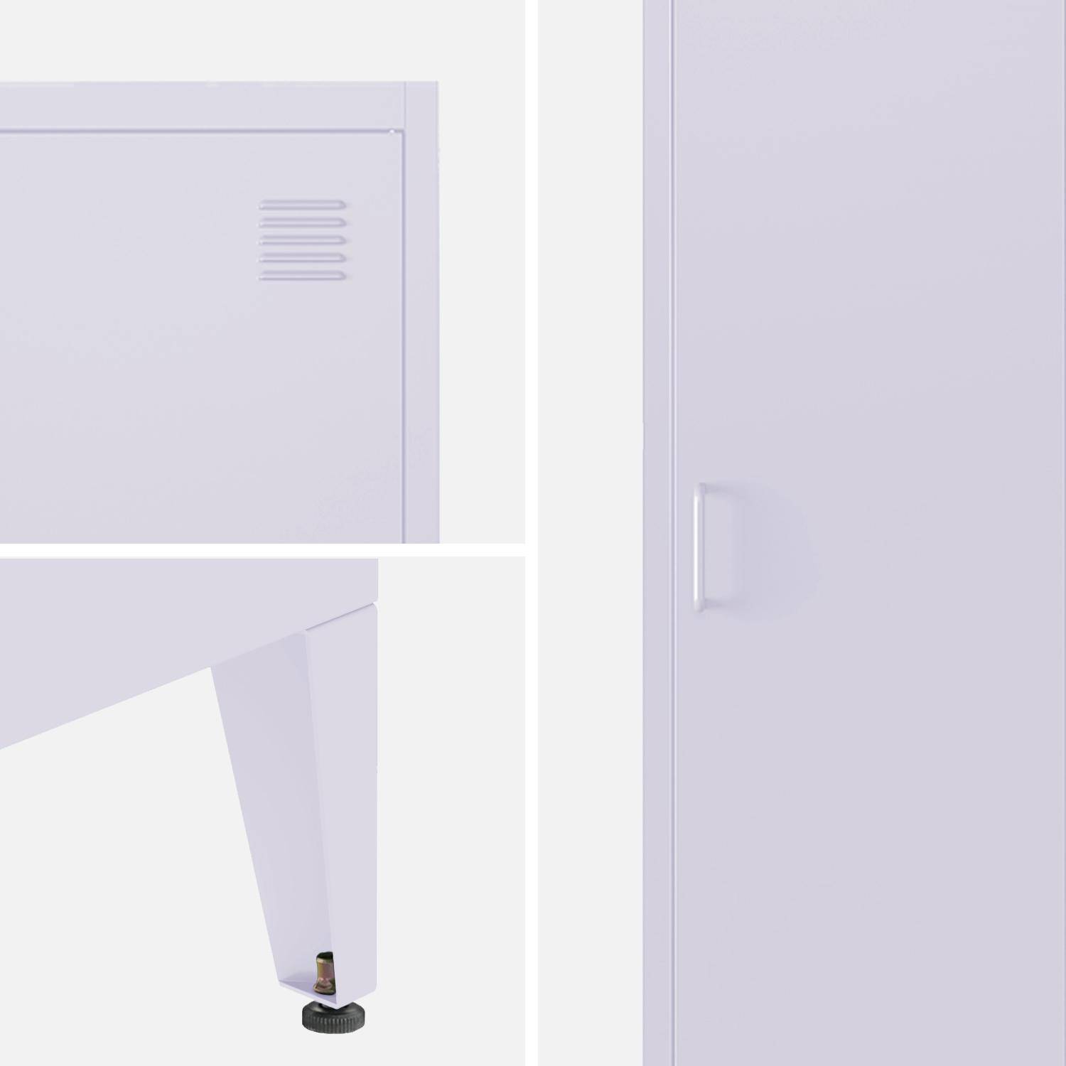 Schrank aus Stahl für das Schlafzimmer, flieder, 4 Ablagefächer, L 38 x P 38 x H 180 cm - Soho,sweeek,Photo5
