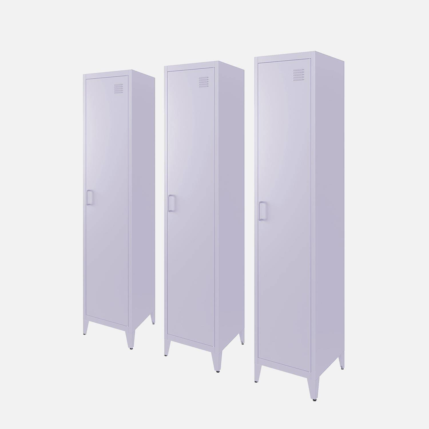 Schrank aus Stahl für das Schlafzimmer, flieder, 4 Ablagefächer, L 38 x P 38 x H 180 cm - Soho Photo2 Schrank aus Stahl für das Schlafzimmer, flieder, 4 Ablagefächer, L 38 x P 38 x H 180 cm - Soho Photo2