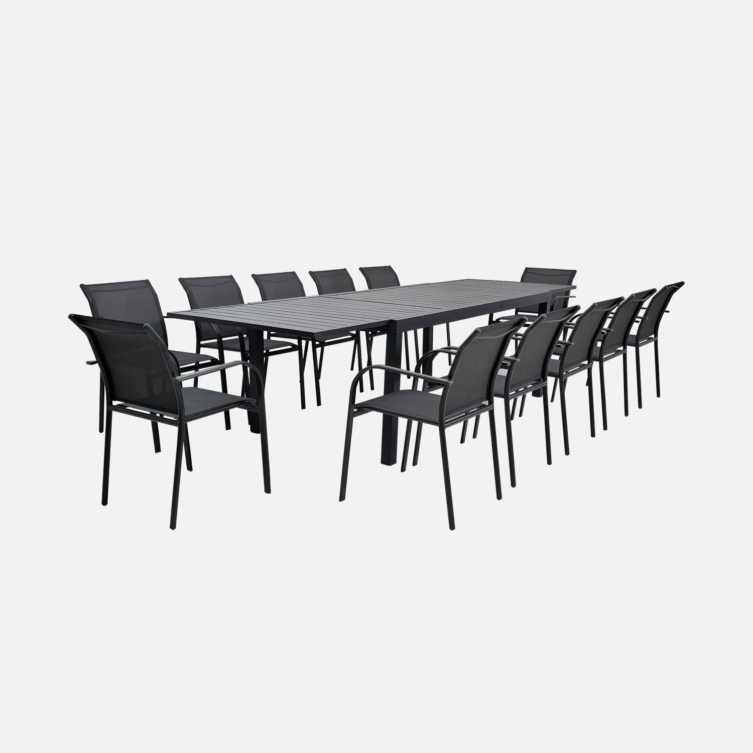 Tuintafel verlengbaar met 10 stoelen van aluminium en textileen antraciet - Elora en Amara,sweeek,Photo2