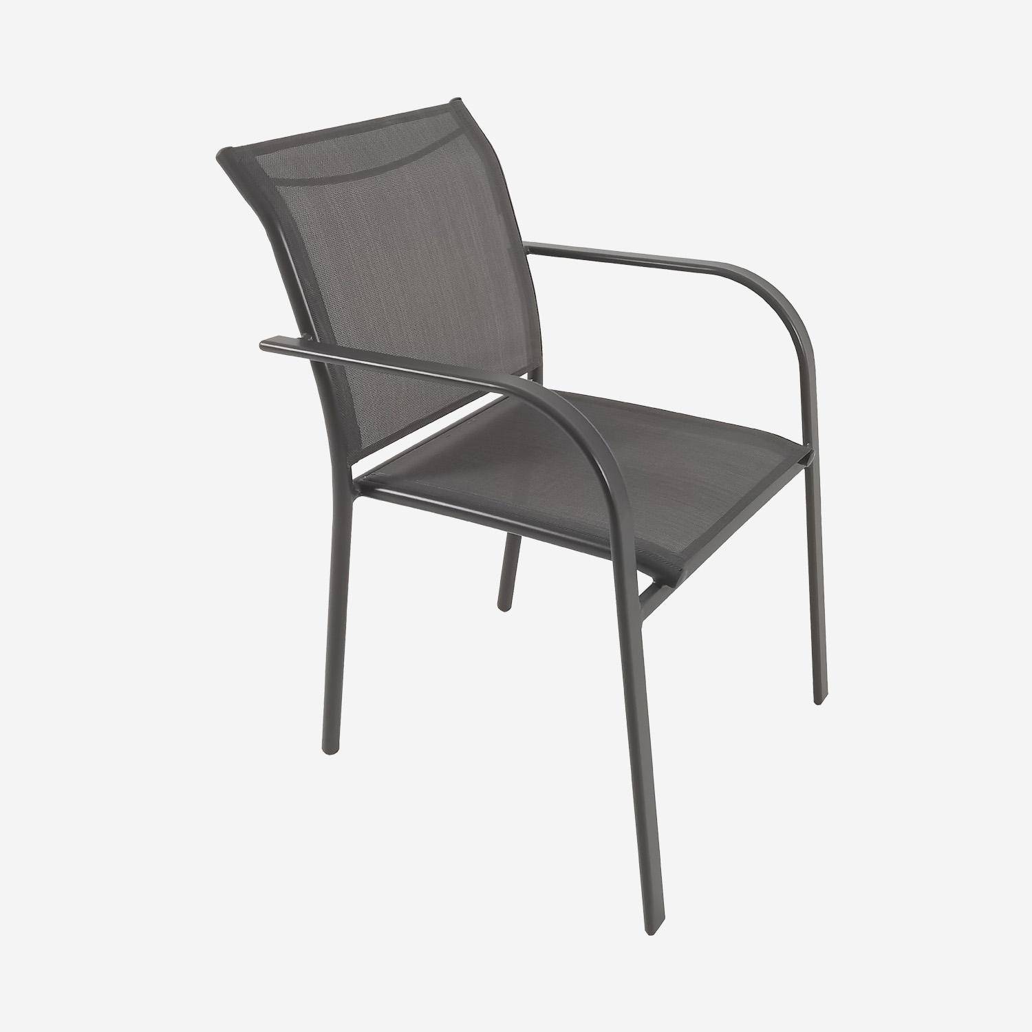 Tuintafel verlengbaar met 10 stoelen van aluminium en textileen antraciet - Elora en Amara,sweeek,Photo5