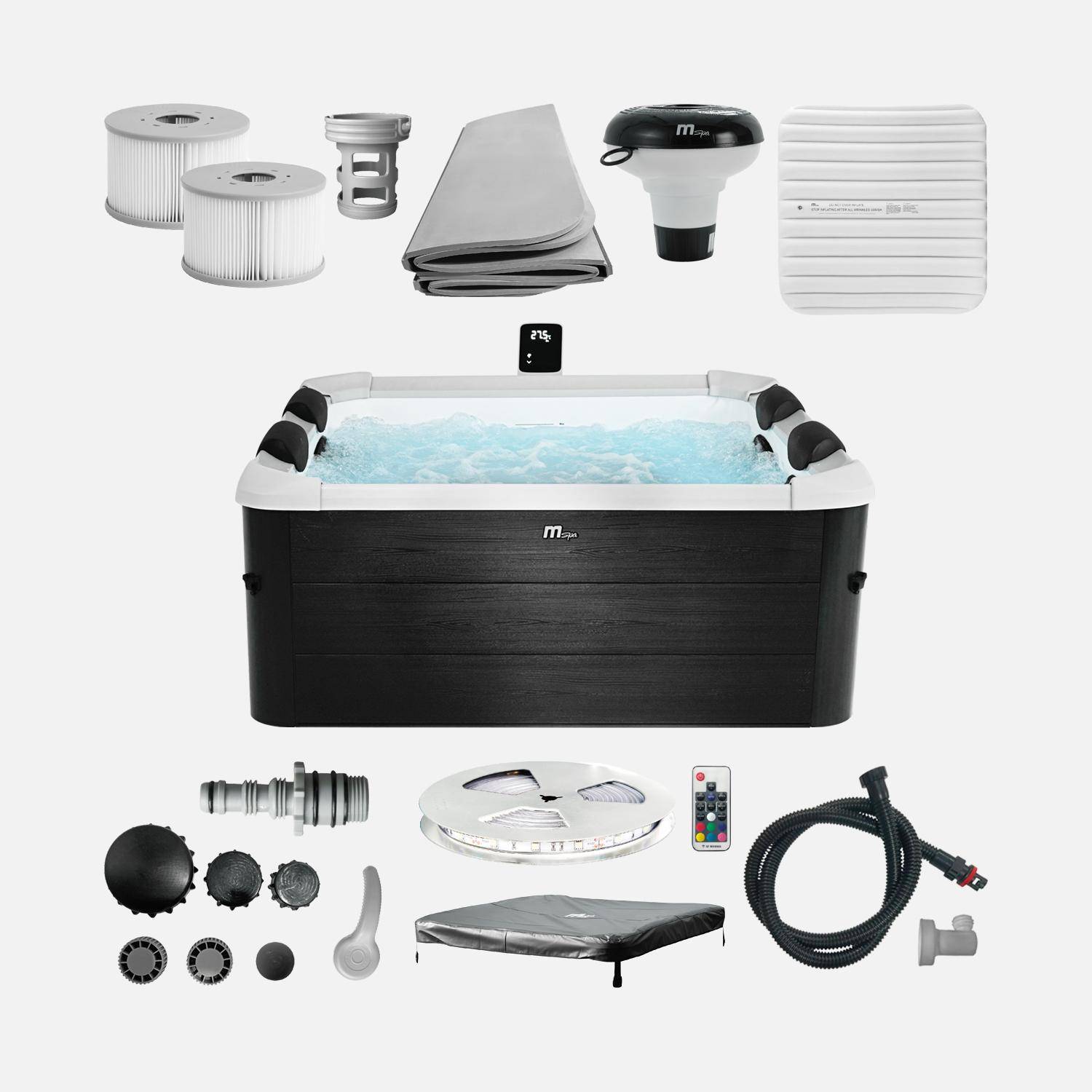 Spa rigide 6 places 180cm carré hydromassages 4 coussins bâche + housse thermique,sweeek,Photo4