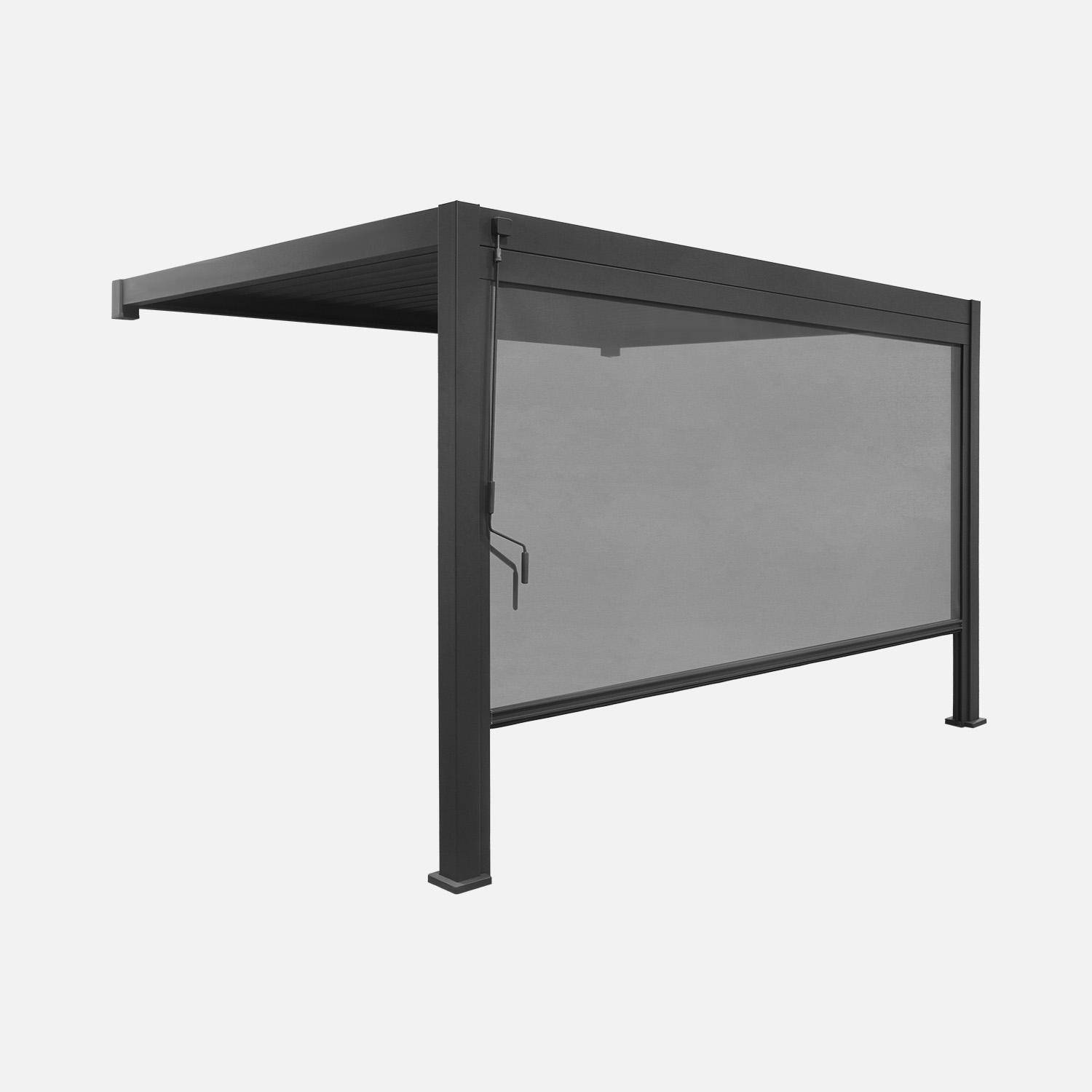 Pergola bioclimatique aluminium adossée 4x3m + 1 store 4m anthracite Triomphe ,sweeek,Photo2