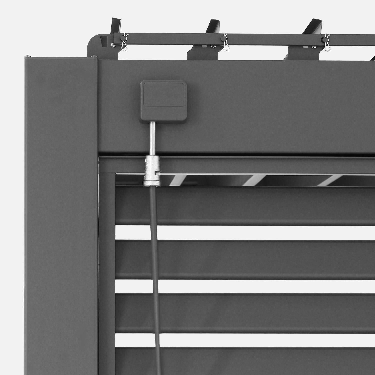 Pérgola bioclimática de aluminio adosada 3x4m + 3 persianas 130cm Triomphe Antracita - 391x301x250 cm,sweeek,Photo4